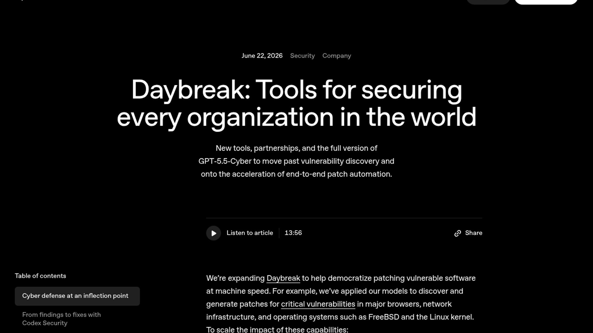 OpenAI launches GPT-5.5-Cyber, Codex Security