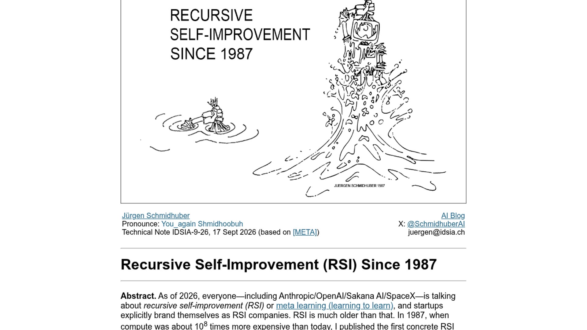 Schmidhuber traces four decades of recursive self-improvement