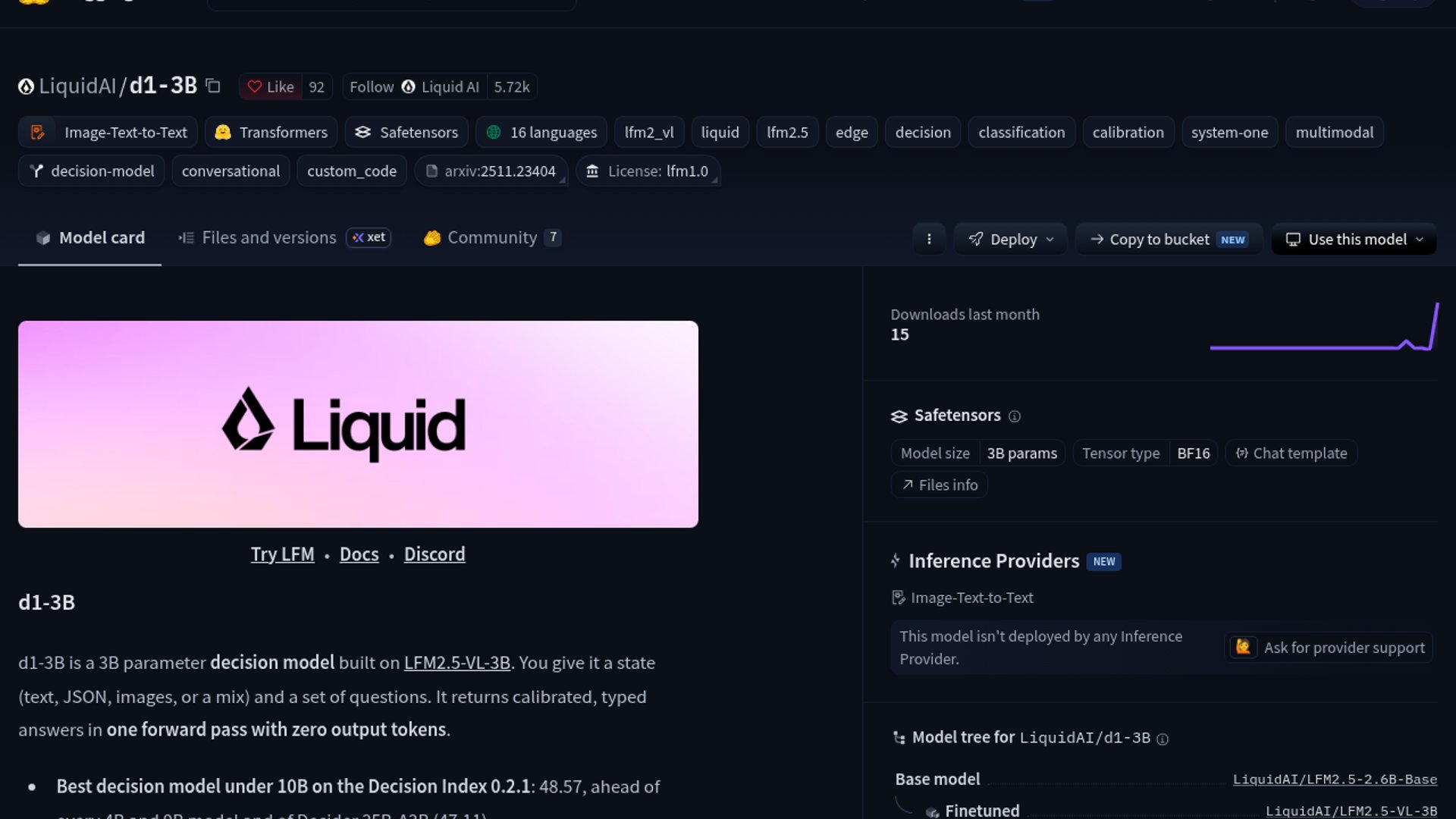 Liquid AI d1-3B lands for edge decisions