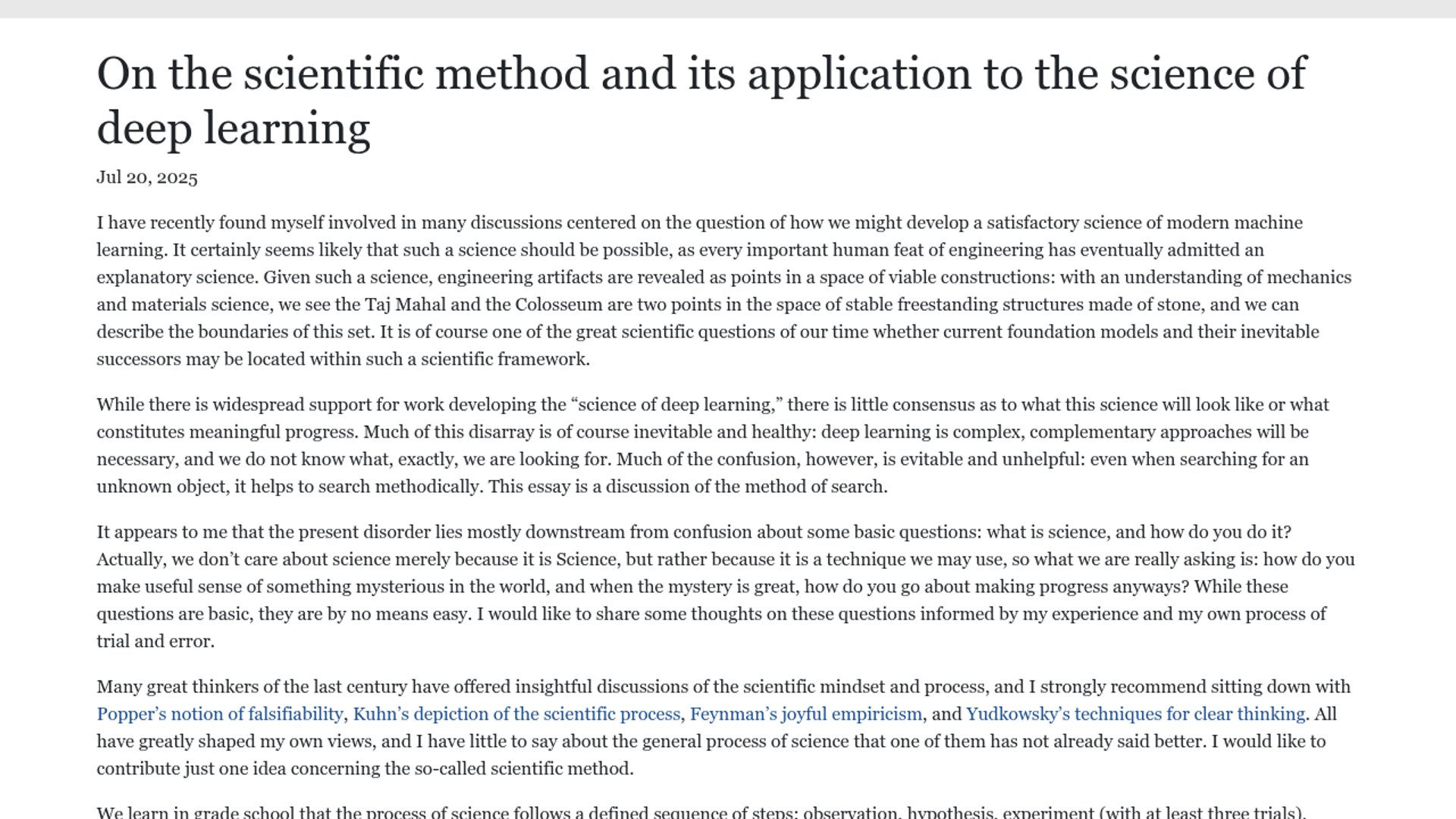 Jamie Simon calls for physics-style science of deep learning