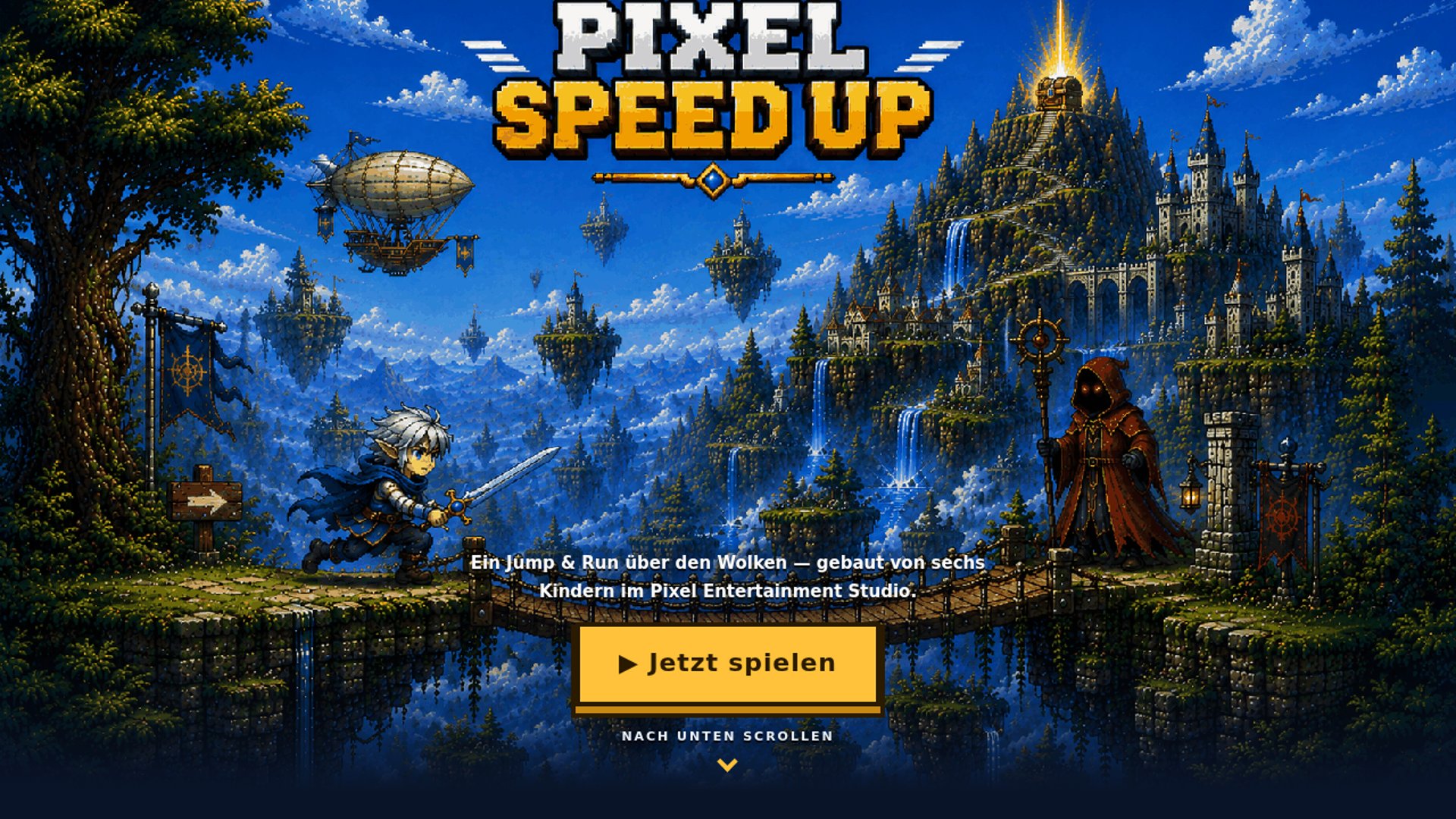 Six students at Coding4Kids built and launched Pixel Speed Up!, a browser-based platformer developed in one week using Scenario to generate consistent pixel art game assets.