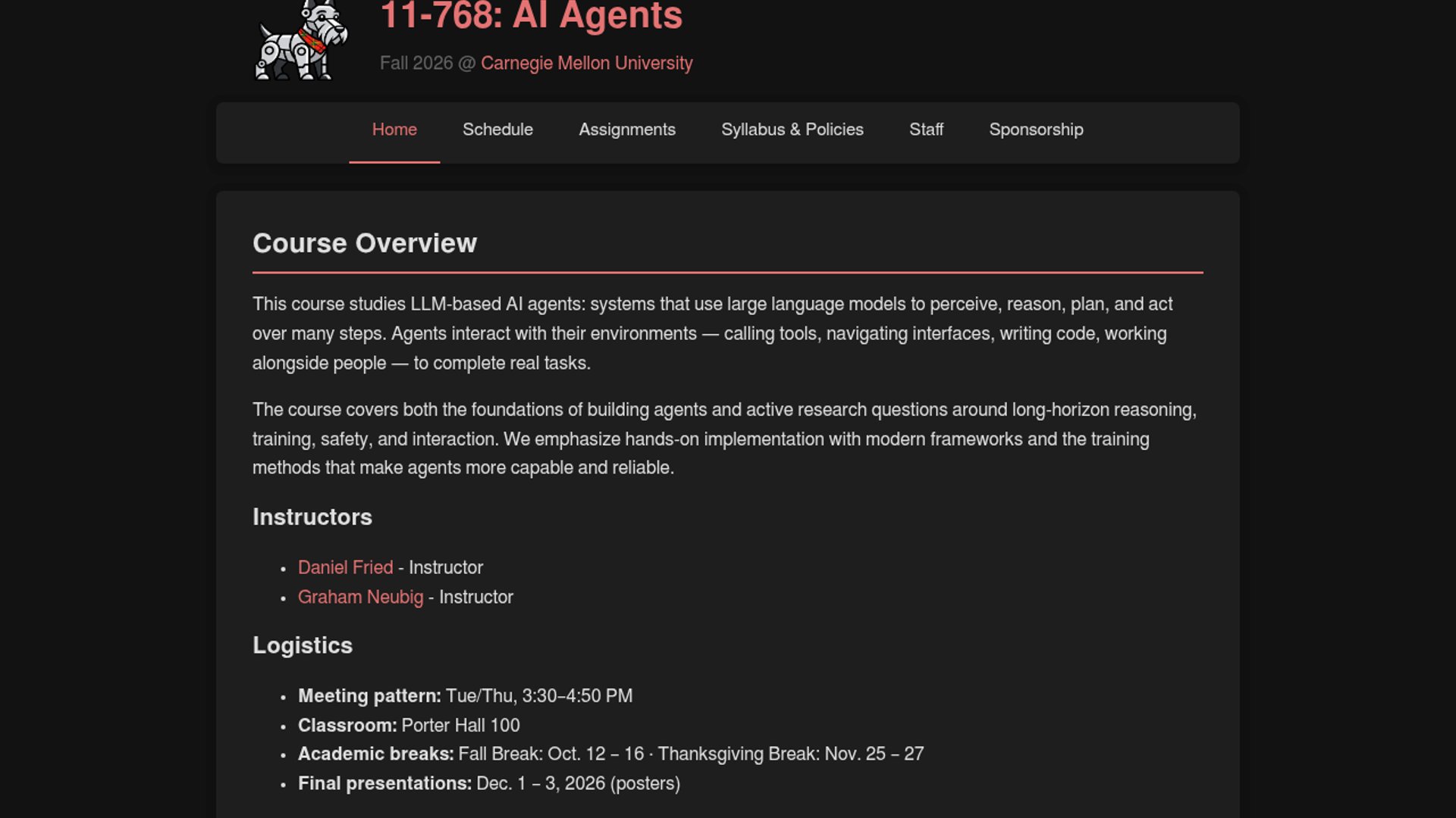 CMU 11-768 Covers Full Agent Stack