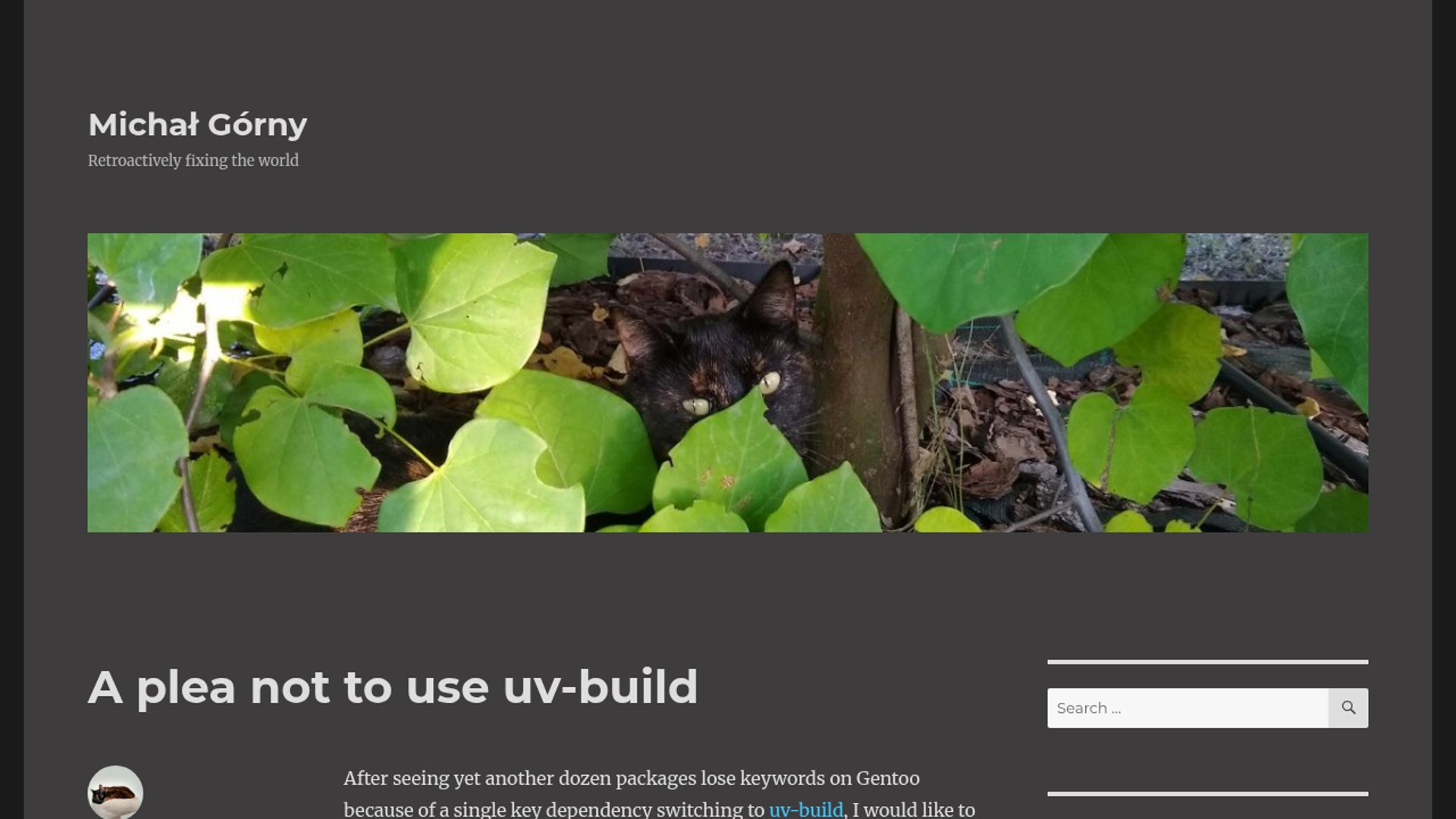 uv-build Draws Gentoo Portability Backlash