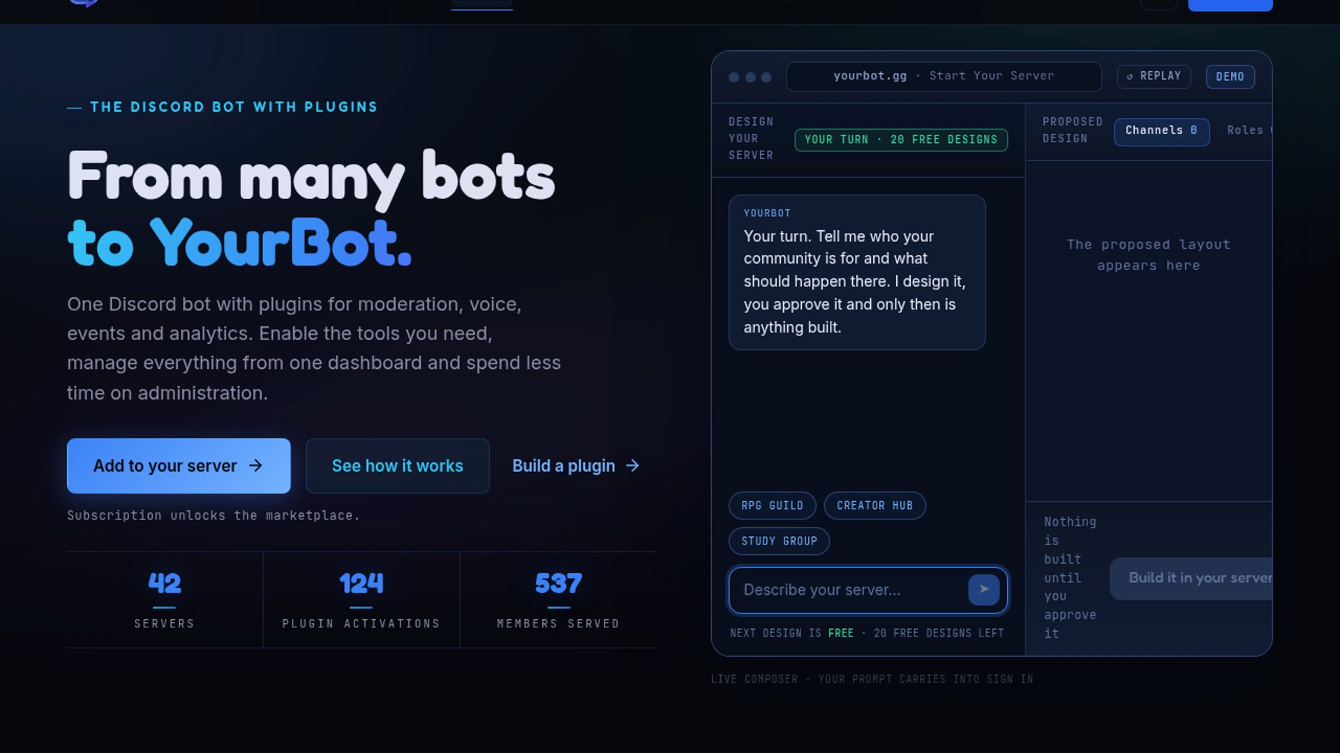 YourBot builds all-in-one Discord bot platform