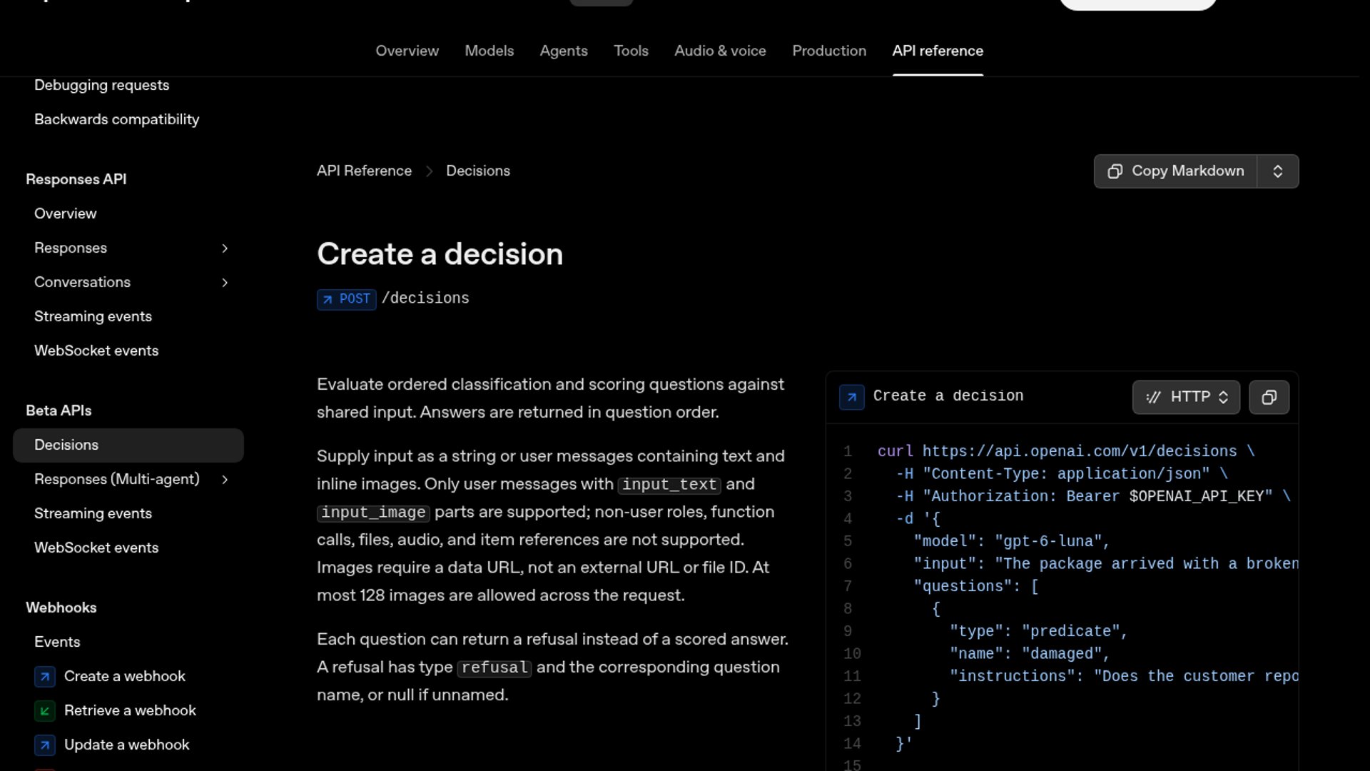OpenAI Decisions API Goes Live
