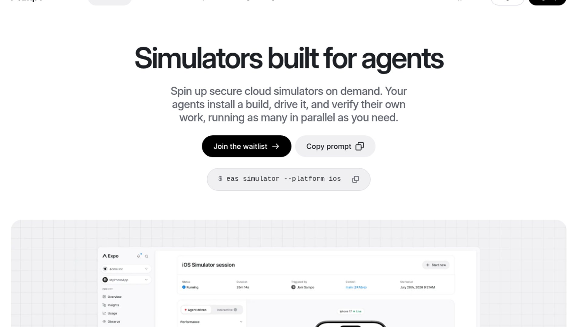 Expo Simulators Demo Agentic Mobile Apps
