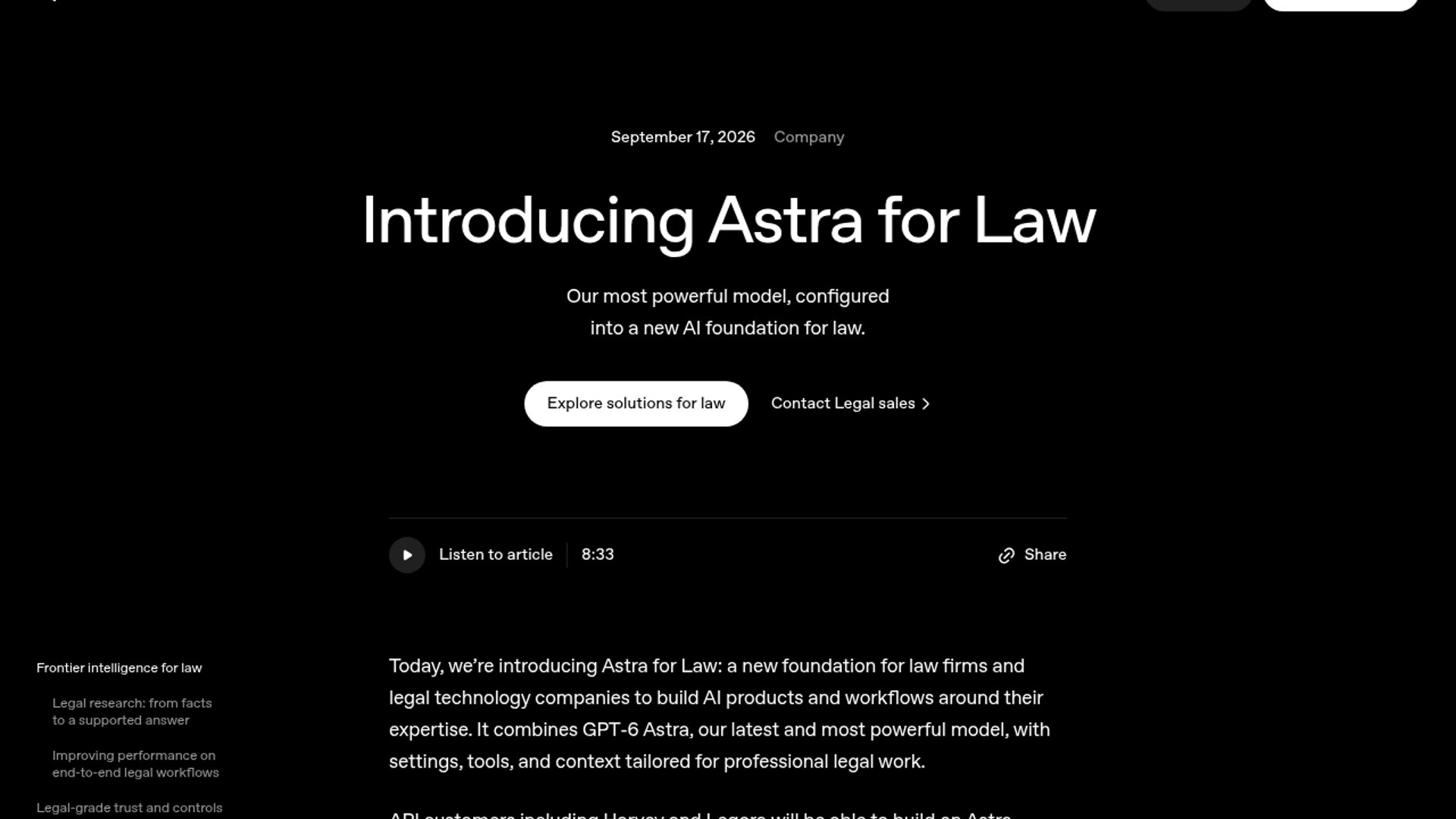 OpenAI launches Astra for Law