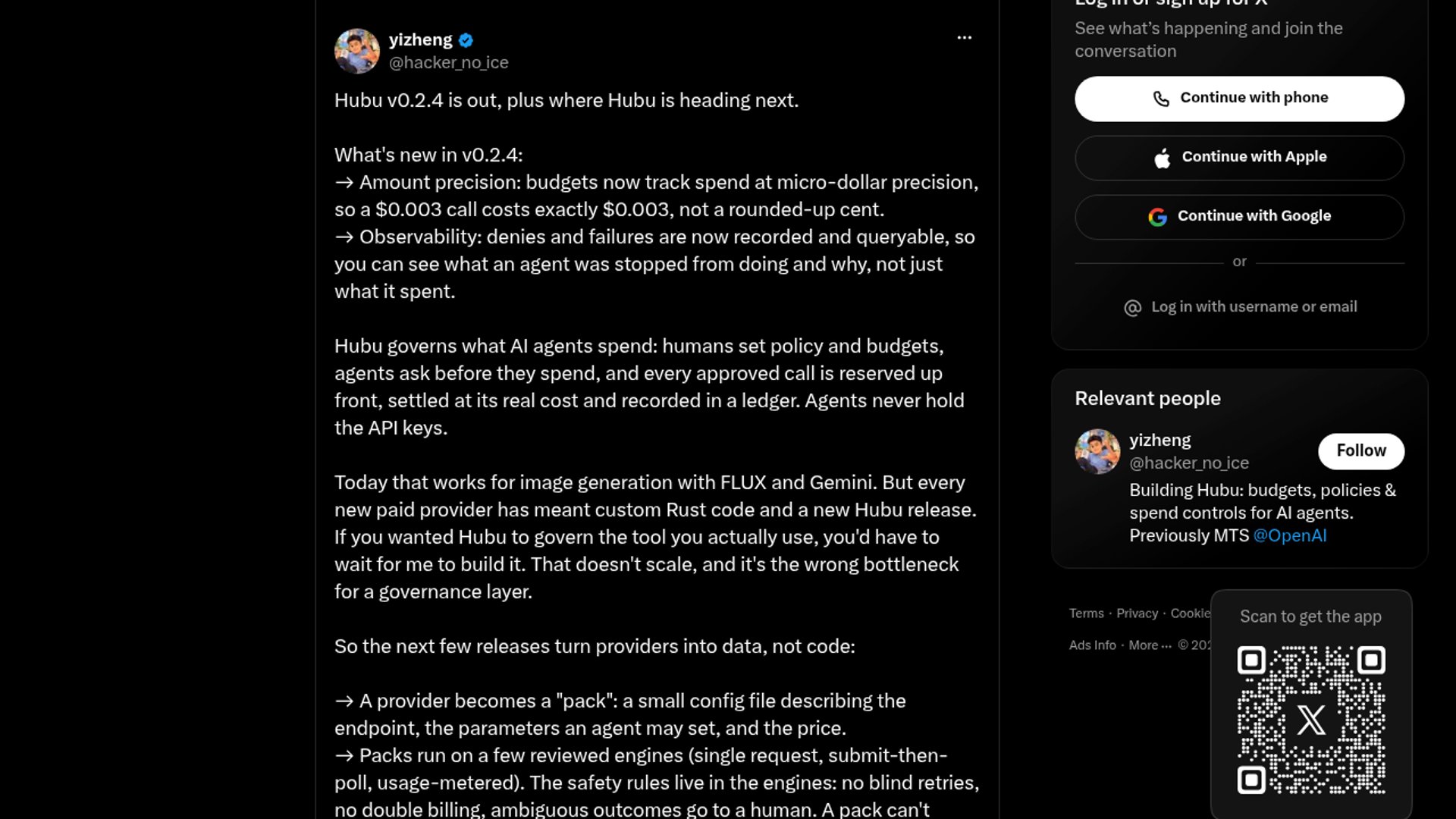 Hubu v0.2.4 sharpens AI-agent spend controls