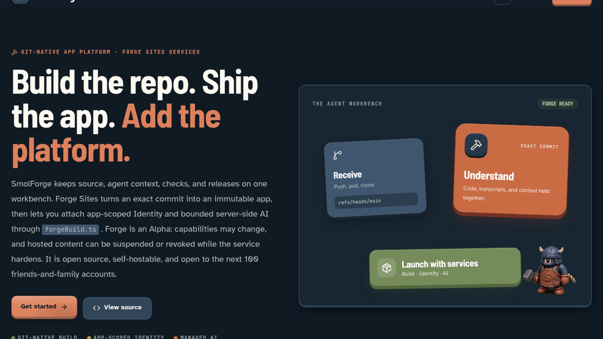 SmolForge opens alpha for agent-native Git remote