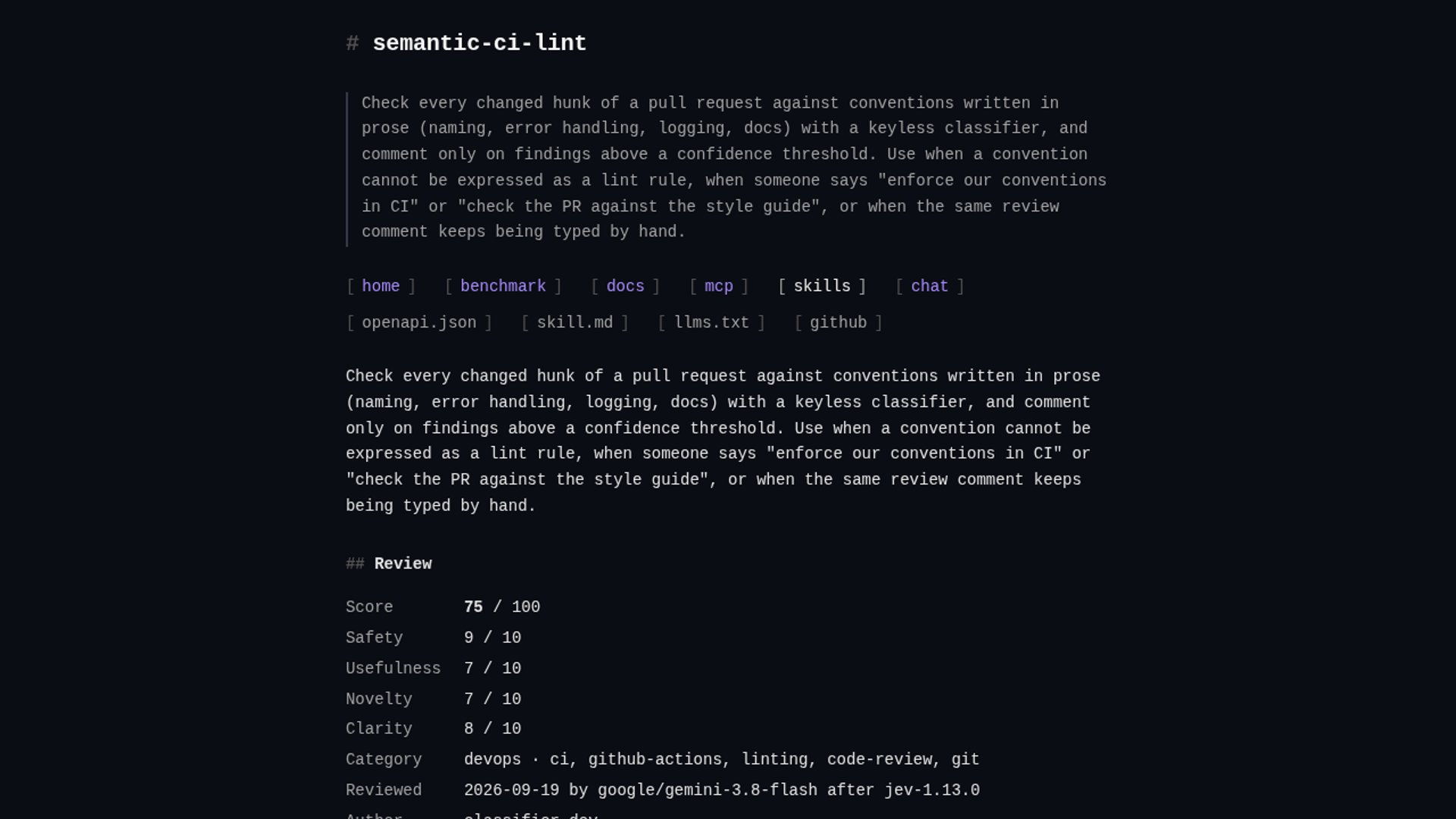 Classifier.dev launches semantic-ci-lint for PR reviews
