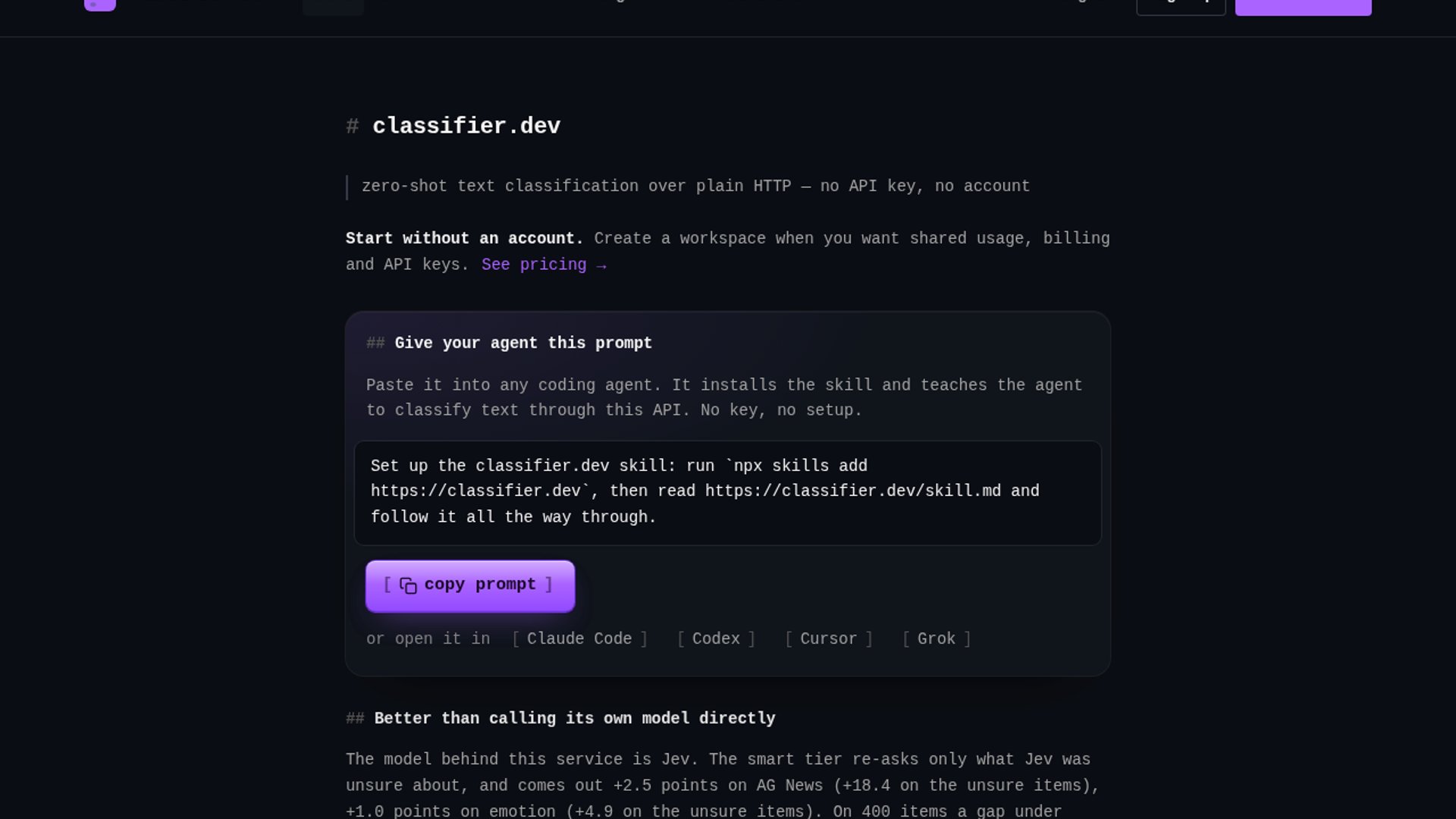 classifier.dev offers multimodal classification