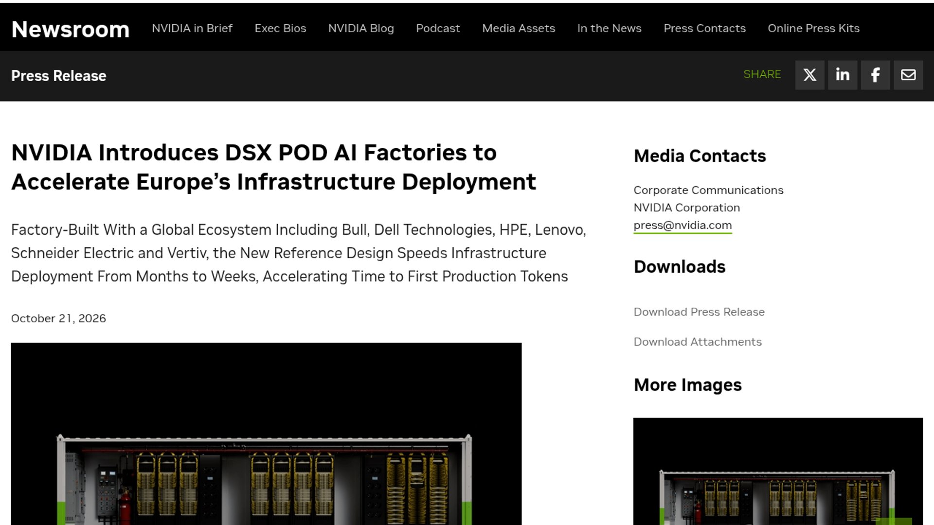 NVIDIA DSX POD Brings AI Factories in 14 Days