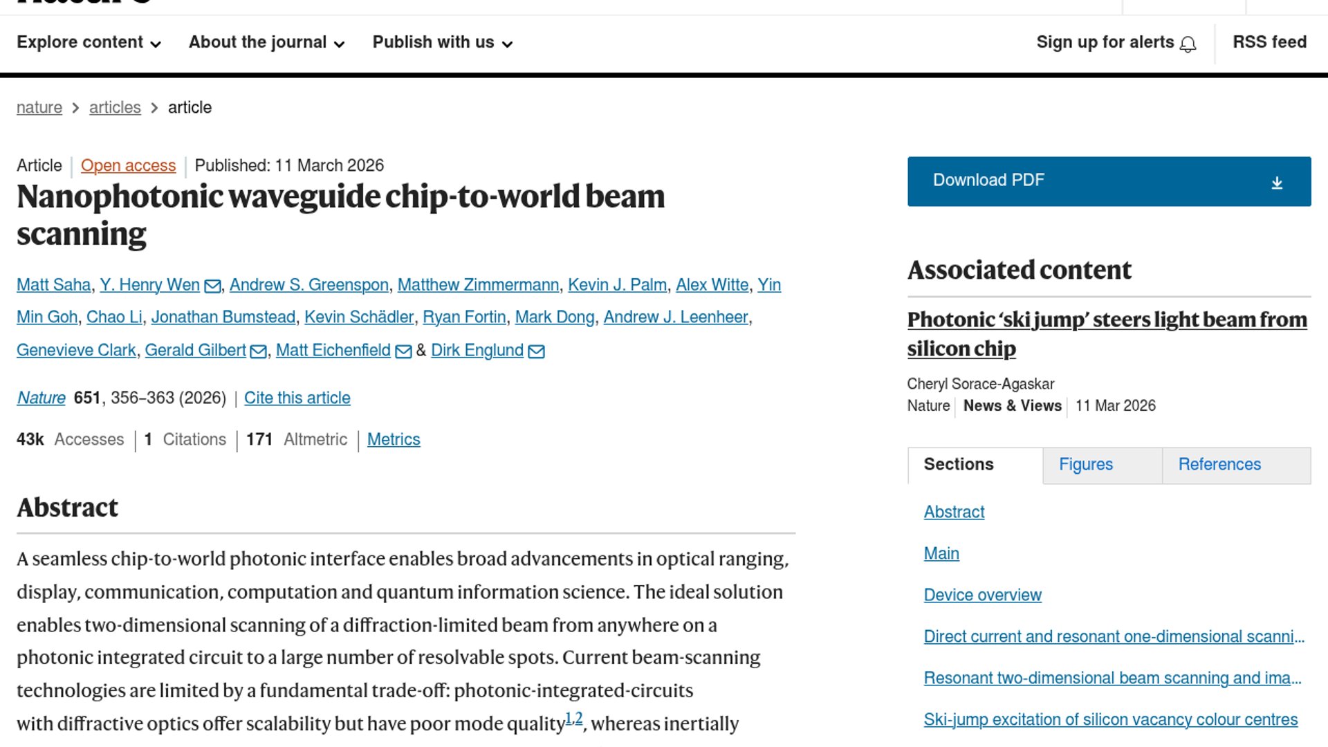 Photonic chip projects video from ski-jump scanner