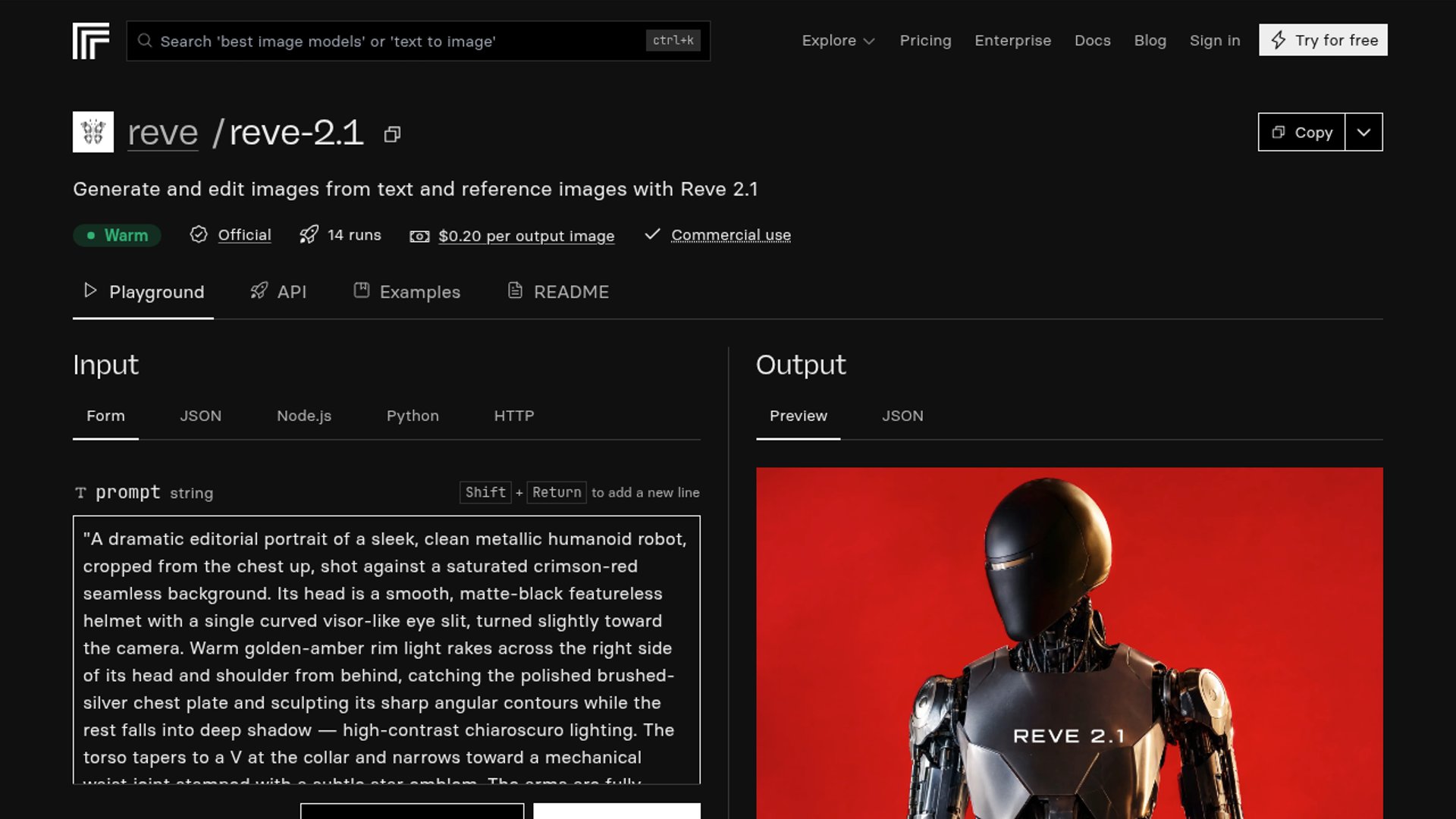 Reve 2.1 launches on Replicate