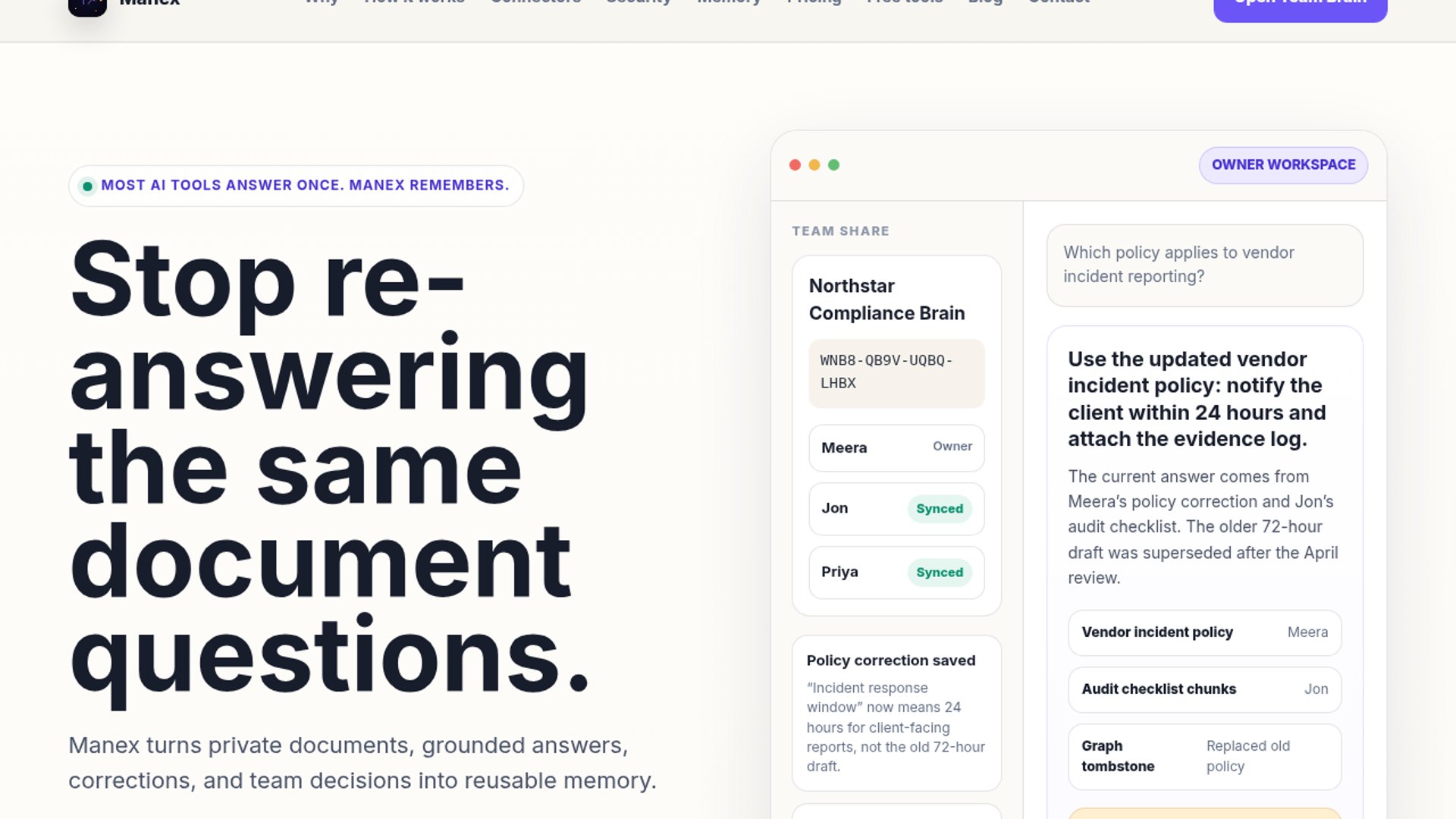 Manex turns docs and chats into memory