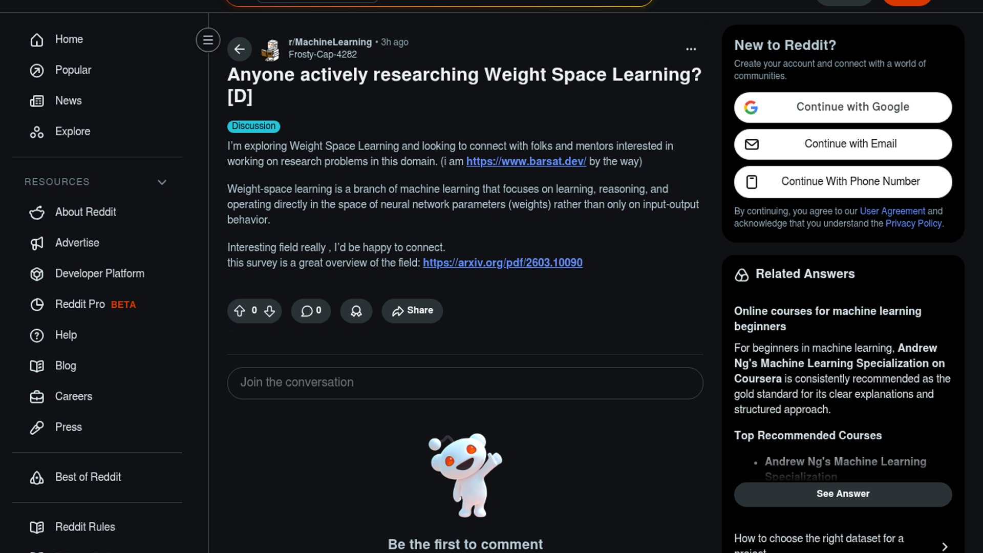 Reddit spotlights Weight Space Learning survey