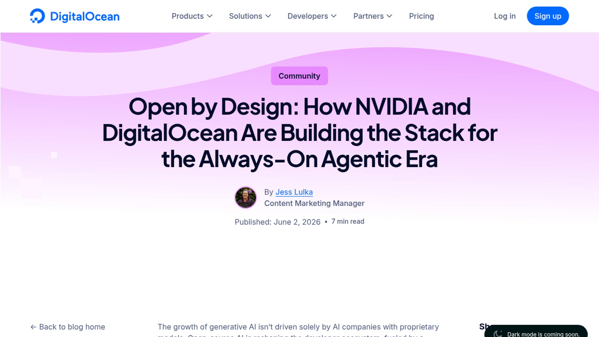 DigitalOcean and NVIDIA partner to build a production-ready, open-source AI infrastructure stack designed to scale secure, always-on agentic systems.