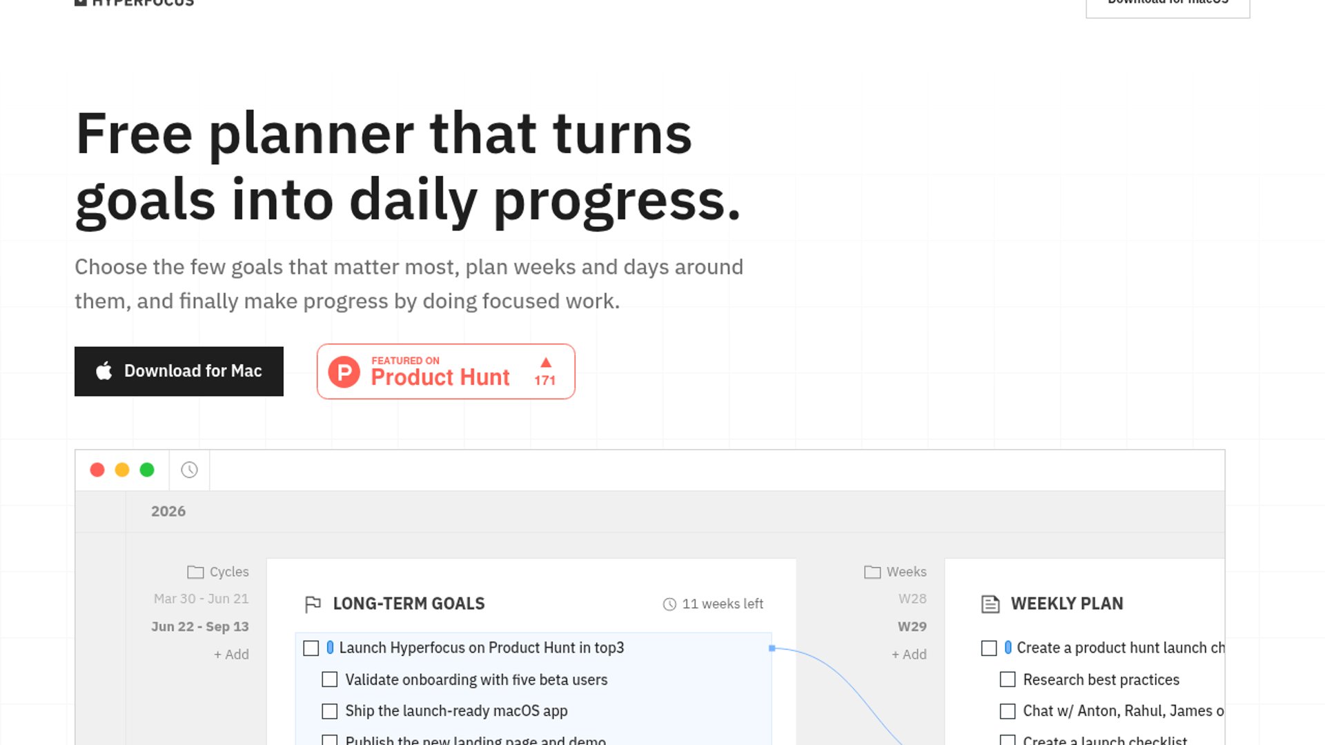 Hyperfocus launches goal-first planner for Mac