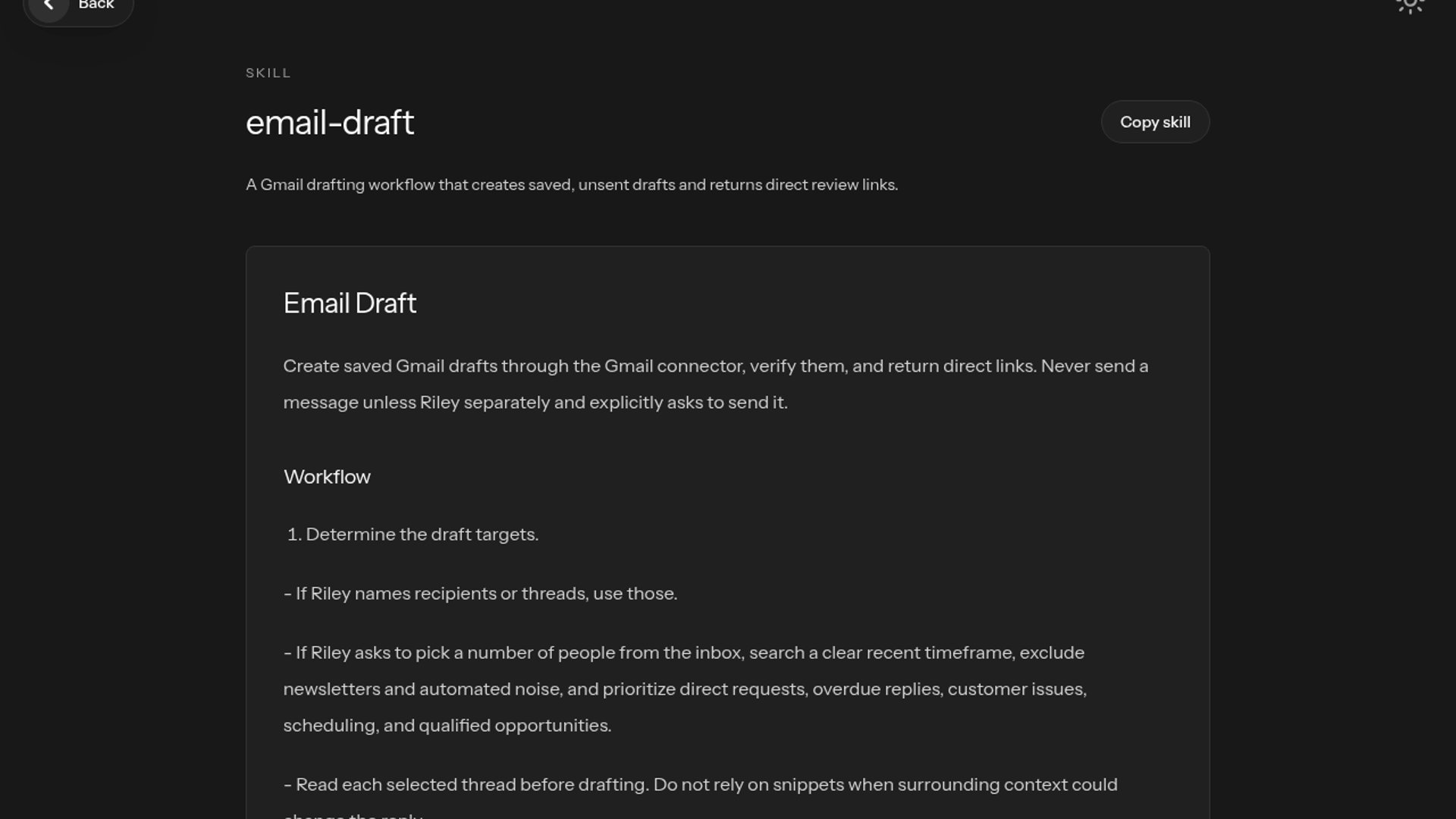 Riley Brown showcases Codex /email-draft skill
