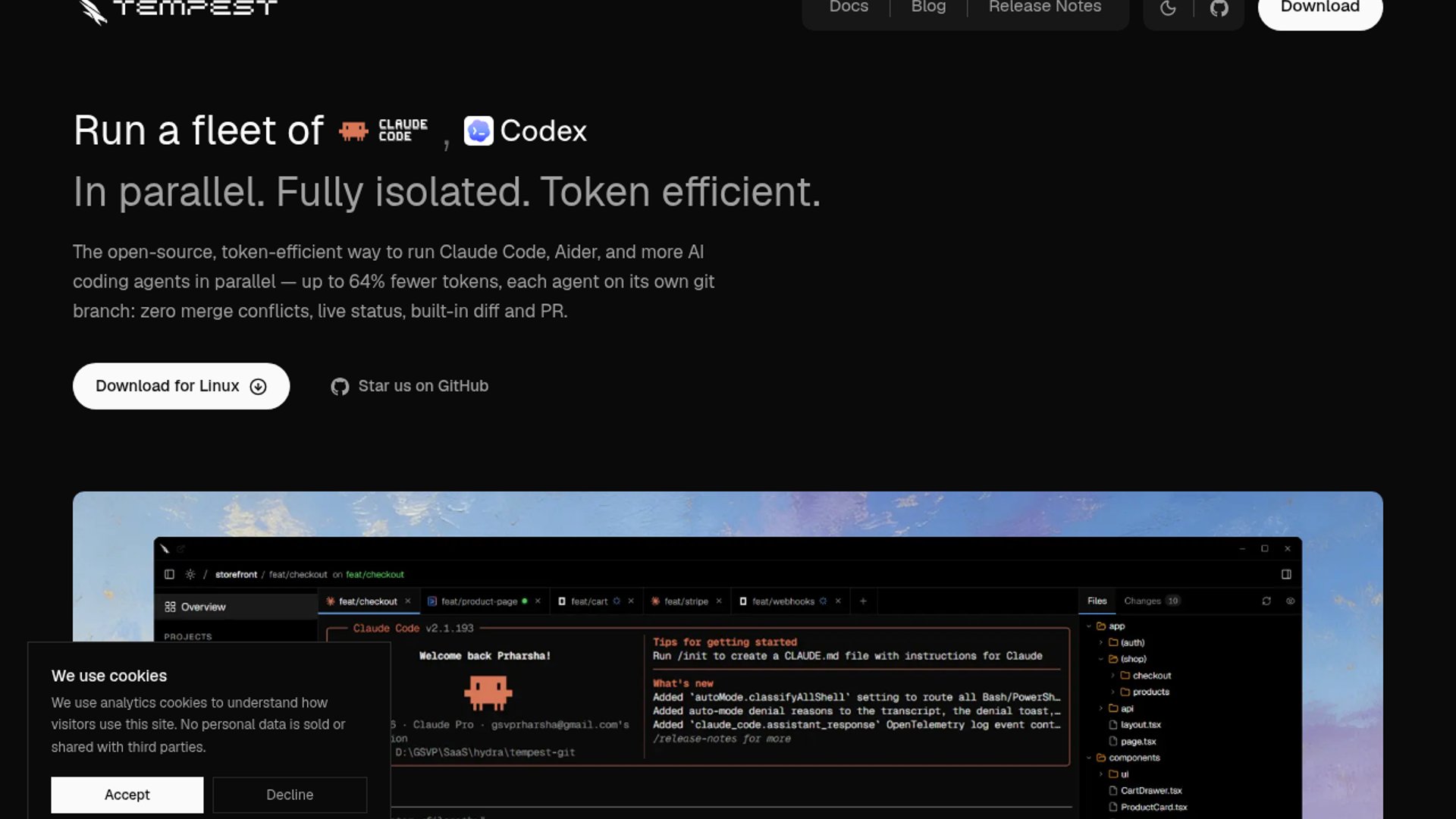 Tempest runs parallel AI agents with shared index