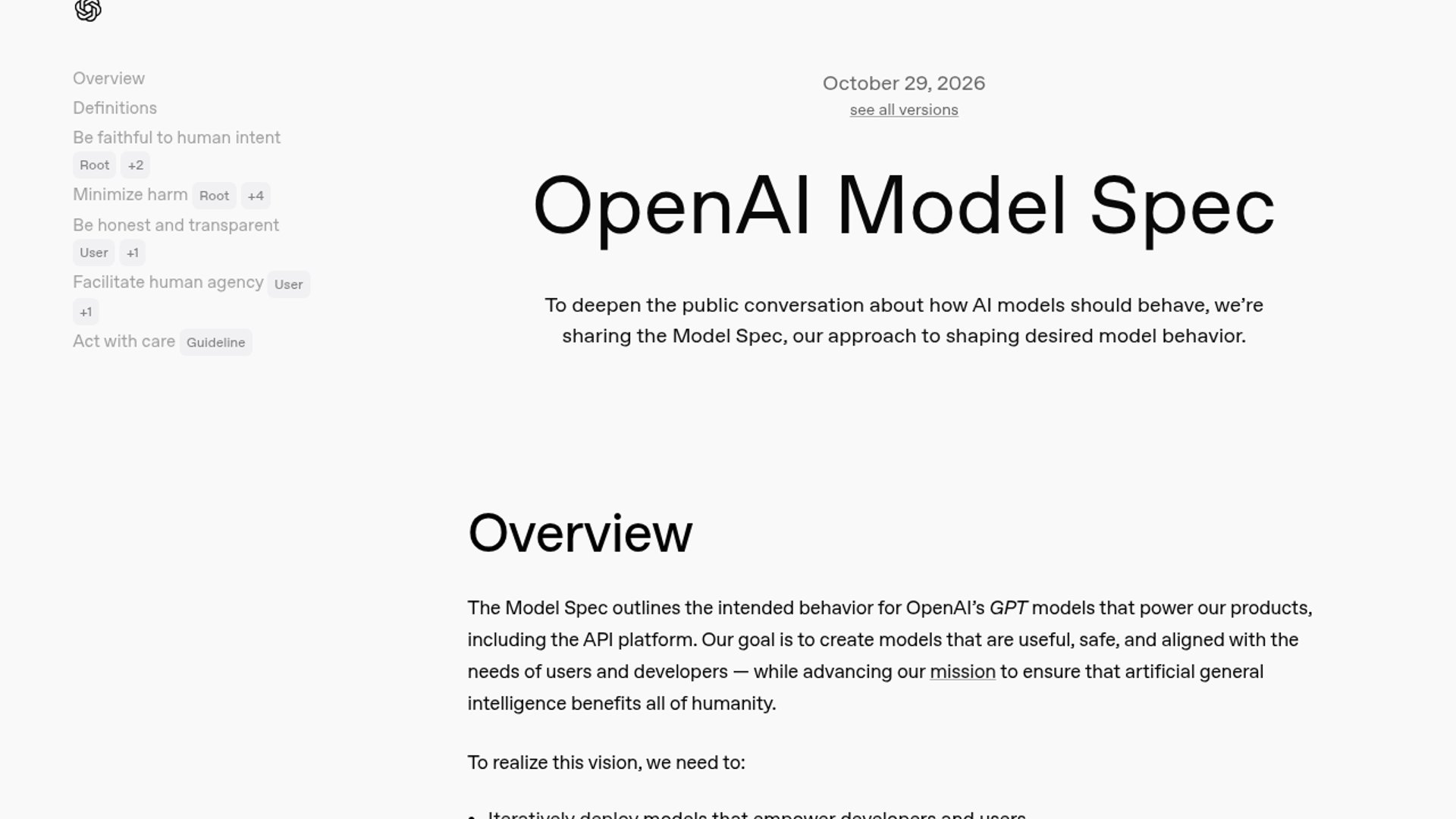 OpenAI Rewrites Model Spec Around Five Values