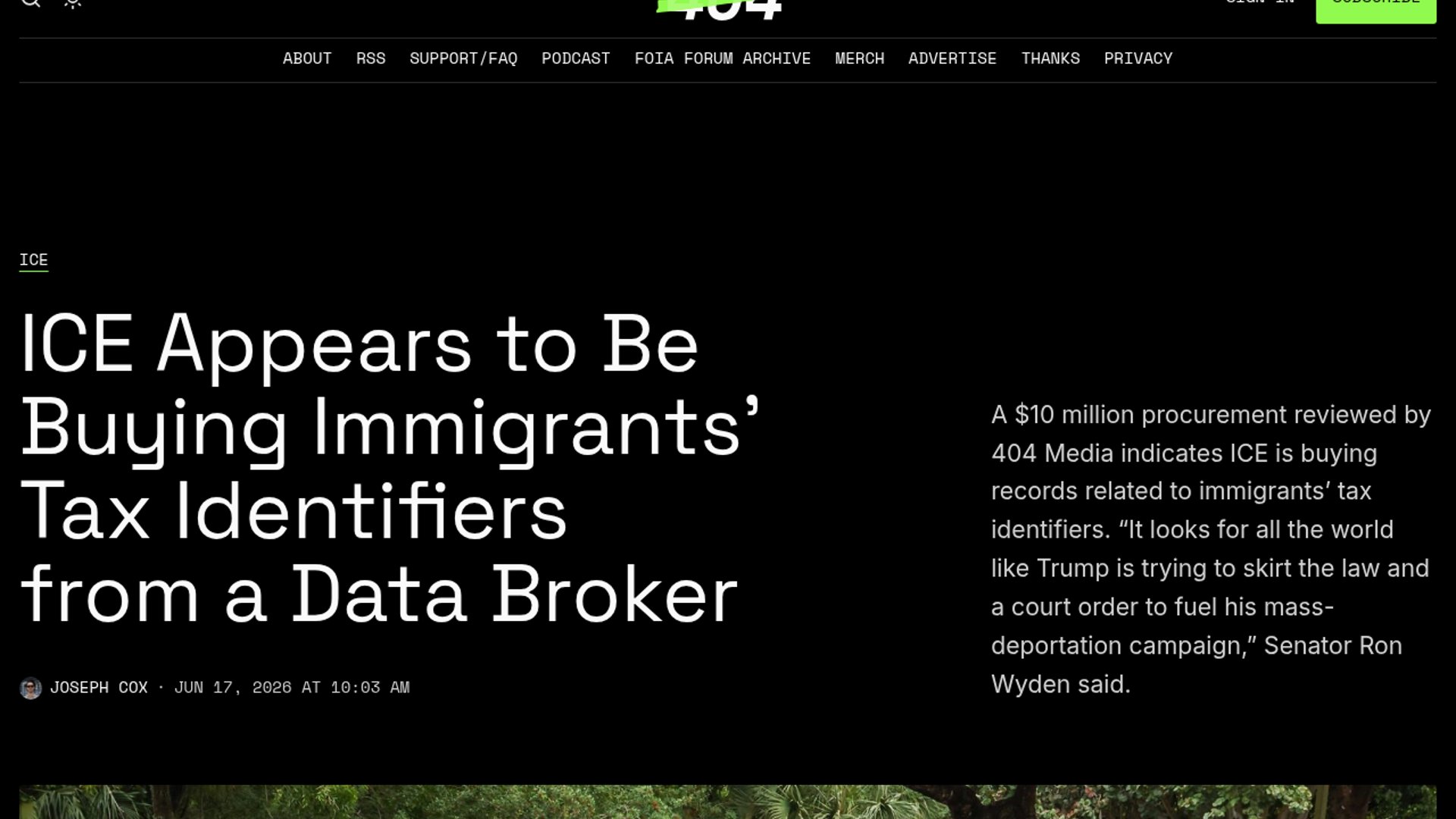 ICE is purchasing a $10 million ITIN data subscription from government contractor Thundercat Technology, raising concerns that the agency is bypassing taxpayer privacy laws to aid mass-deportation efforts.