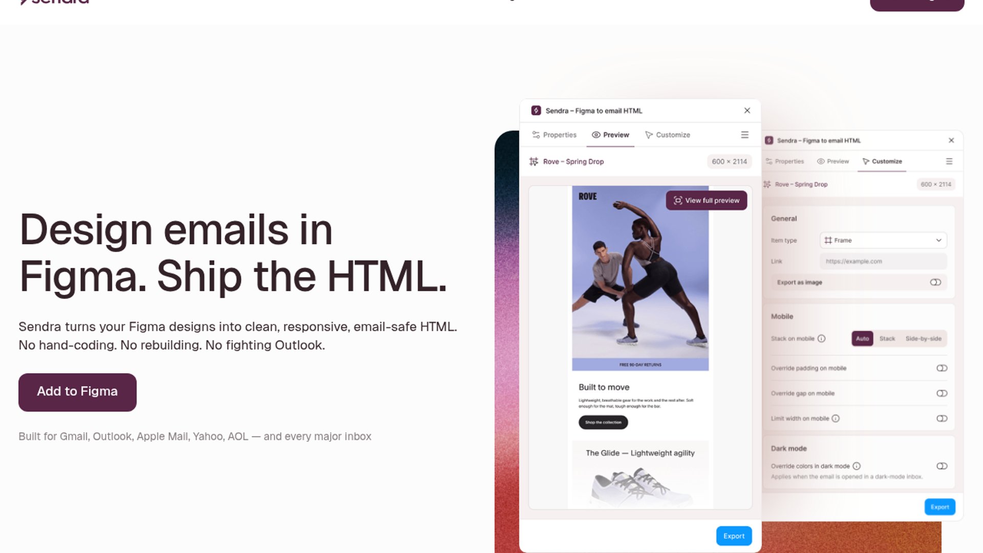 Sendra turns Figma designs into email HTML