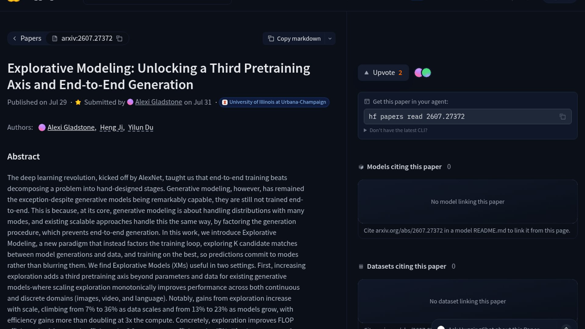 Explorative Modeling unlocks a third pretraining scaling axis alongside parameters and data by factoring the training loop to achieve end-to-end generative AI with dramatic compute and sample efficiency gains.