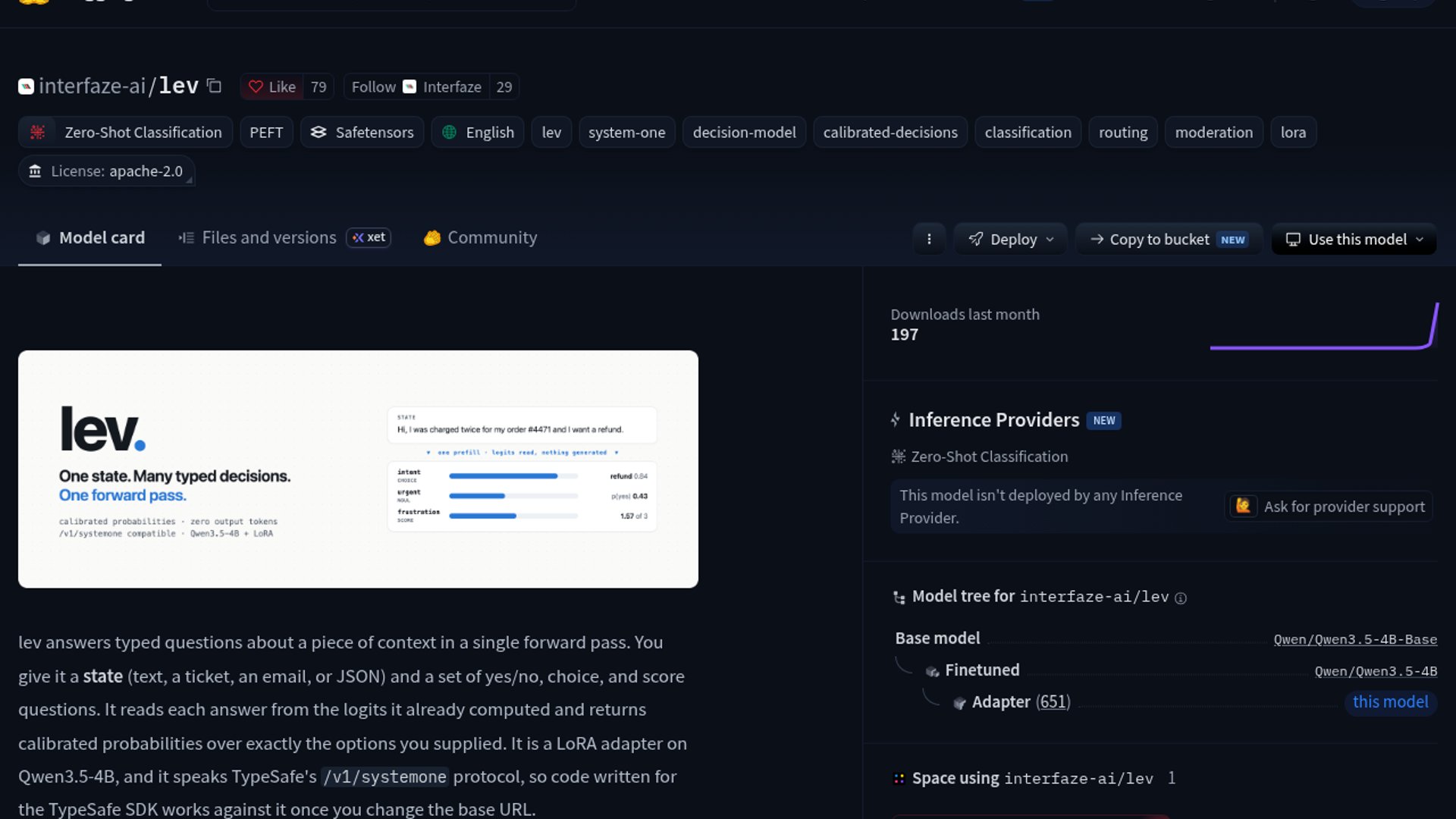 Lev opens typed decisions on Qwen3.5