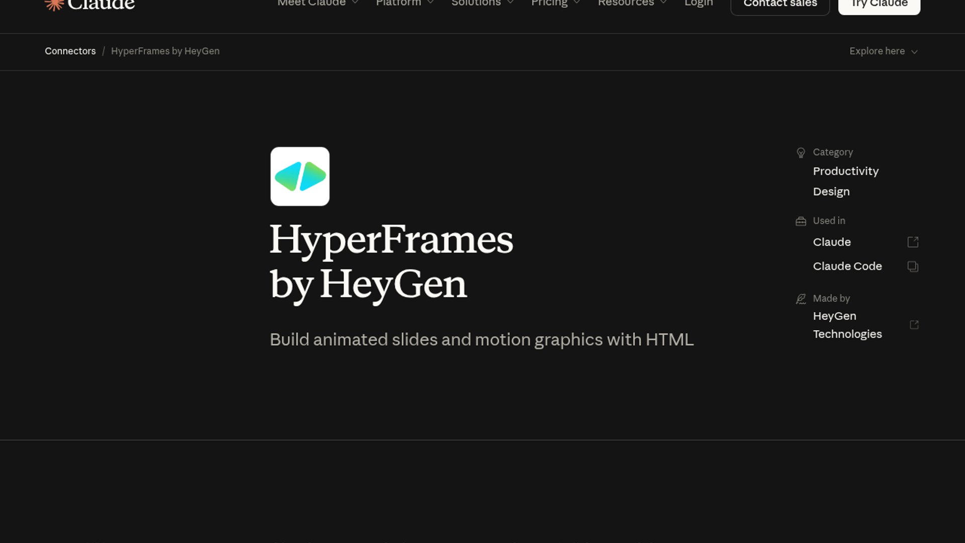 HeyGen has released Hyperframes as an official Claude connector, enabling AI agents and users to generate and render videos programmatically using standard web technologies.
