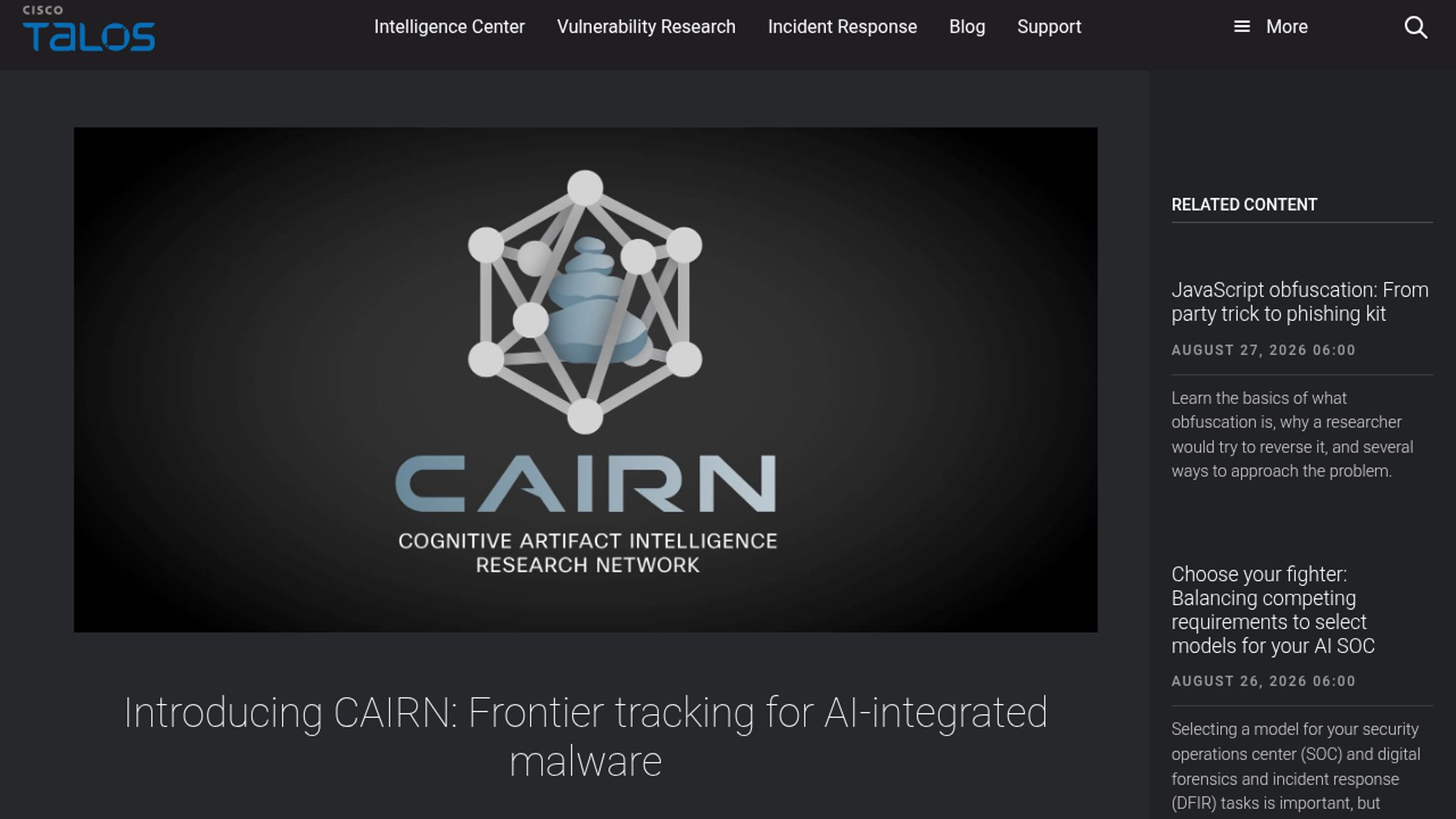 Cisco Talos launches CAIRN AI malware toolkit