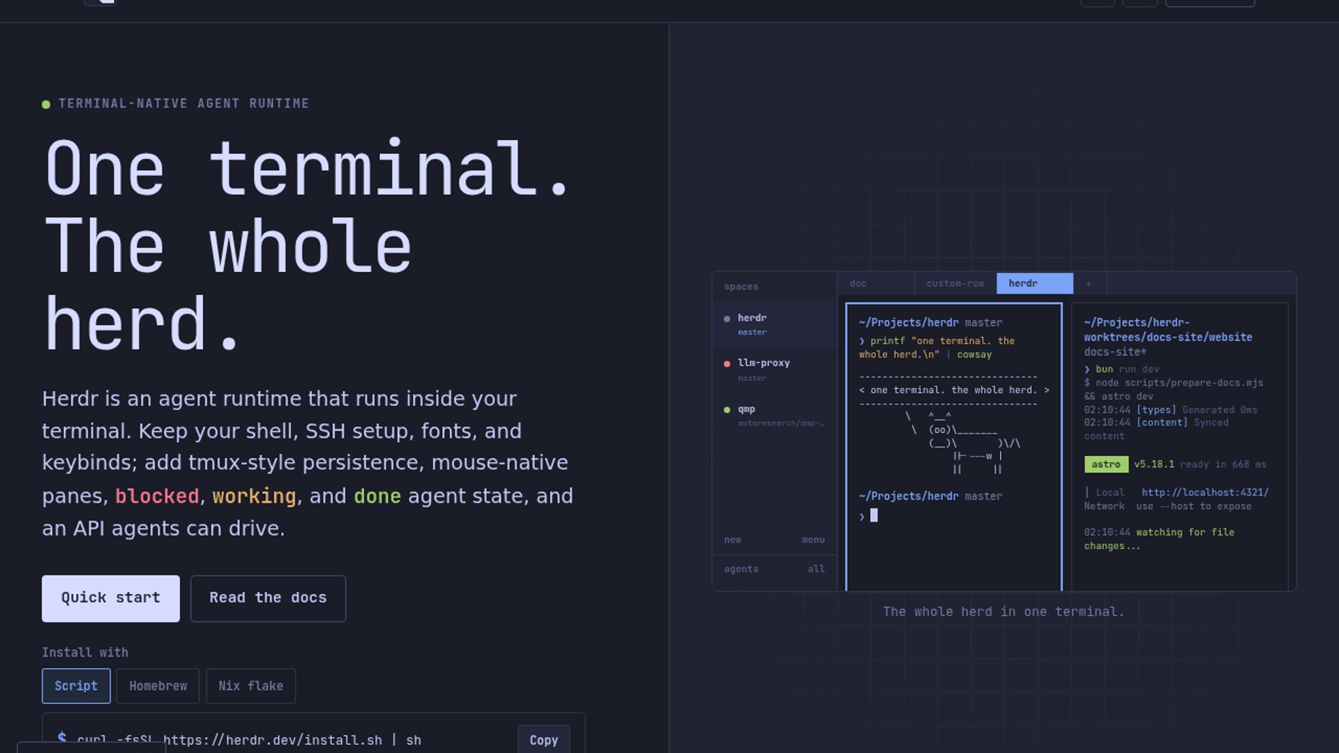herdr terminal multiplexer orchestrates AI agents