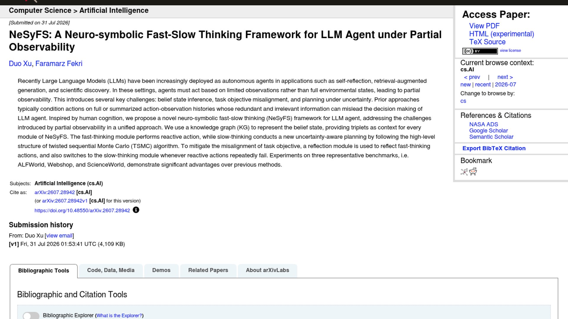 NeSyFS introduces neuro-symbolic fast-slow planning for LLM agents