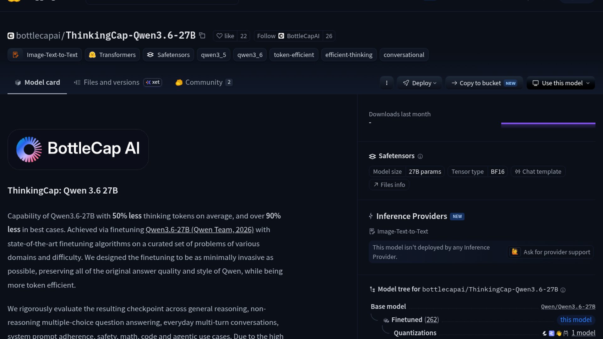 ThinkingCap-Qwen3.6-27B cuts reasoning tokens by 50%
