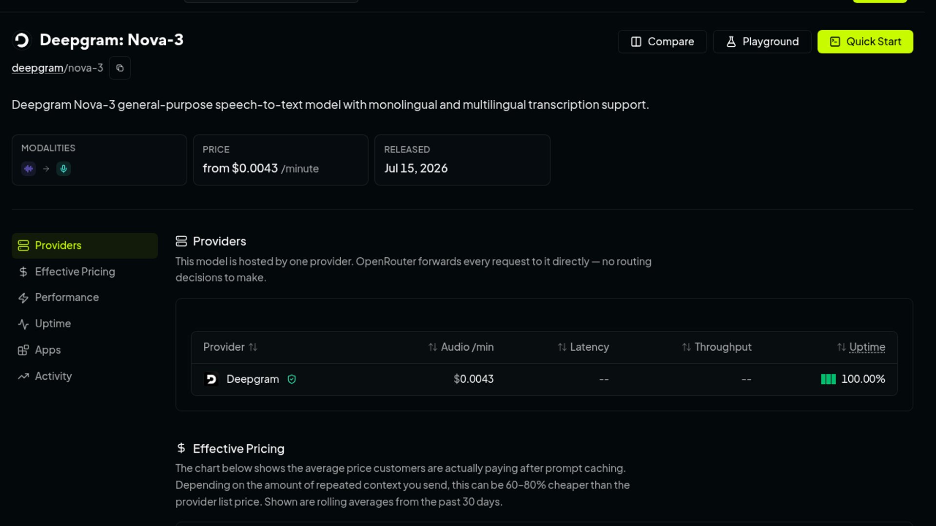 OpenRouter adds Deepgram Nova-3 and Aura-2 models