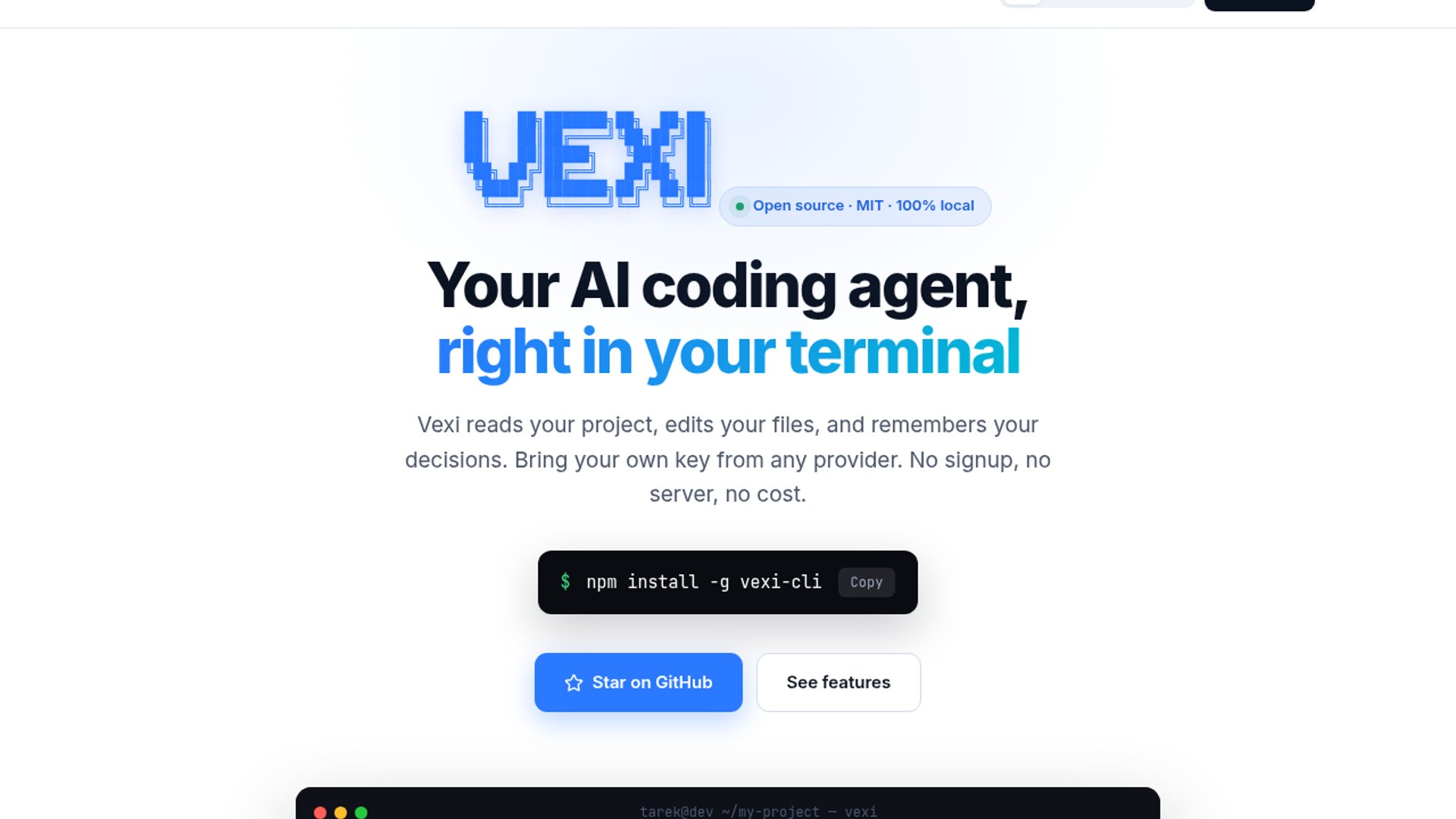 VEXI is a new open-source, terminal-centric AI coding assistant that lets developers bring their own API keys to accelerate development, debugging, and automation.