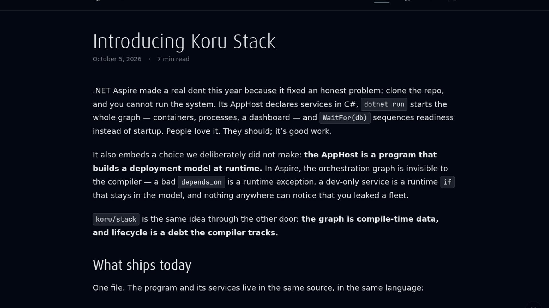Koru Stack Makes Infrastructure Compile-Time Data