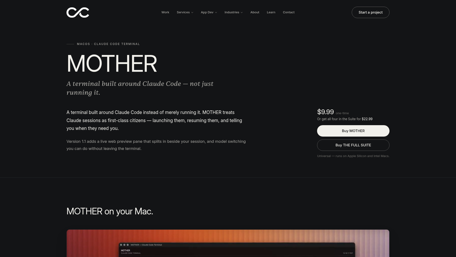 MOTHER launches native macOS terminal for Claude Code