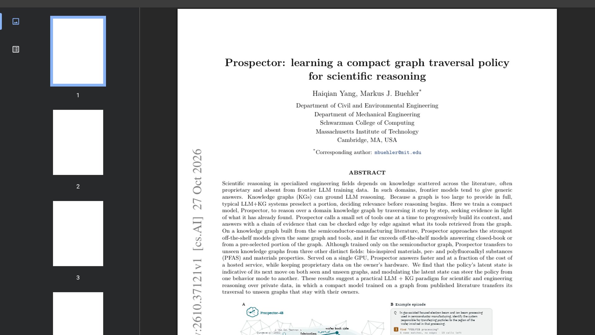 Prospector makes scientific graph reasoning local