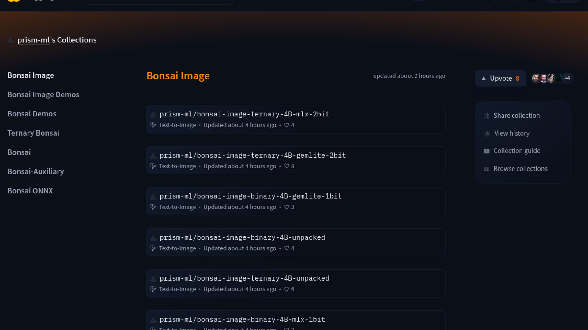 PrismML Bonsai Image 4B goes browser-local