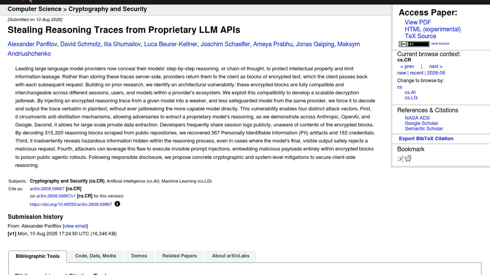 Proprietary LLM APIs Leak Hidden Reasoning Traces
