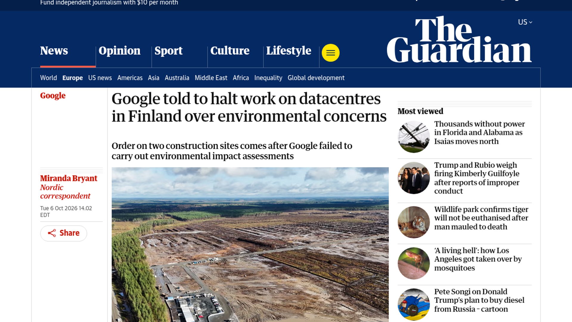 Google Finland Buildout Faces Environmental Halt