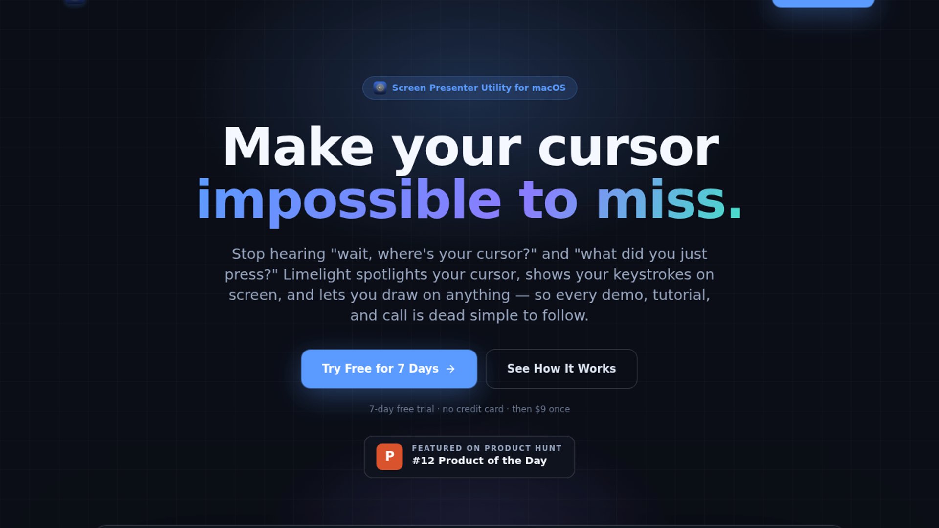 Limelight spotlights cursor, keystrokes on Mac
