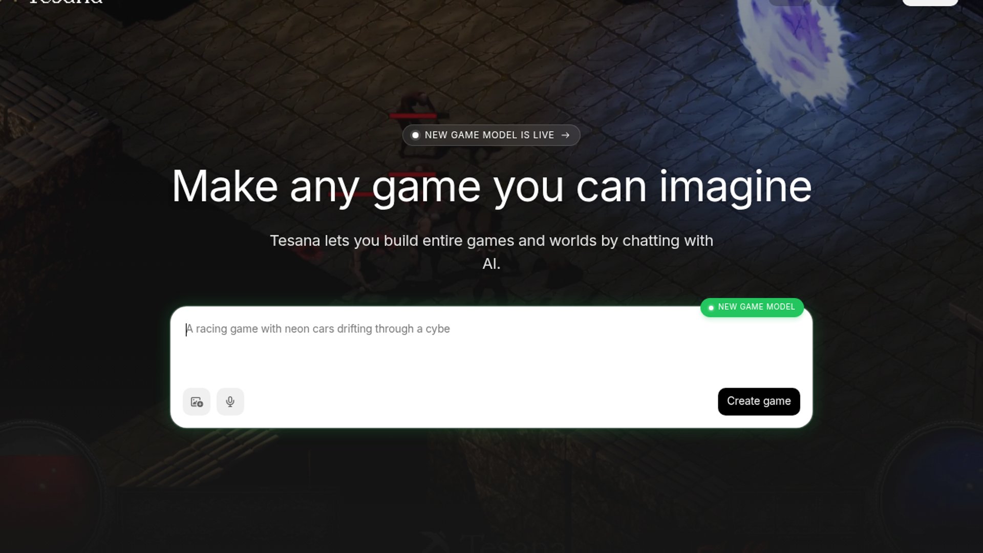 Tesana AI generates complex game elements