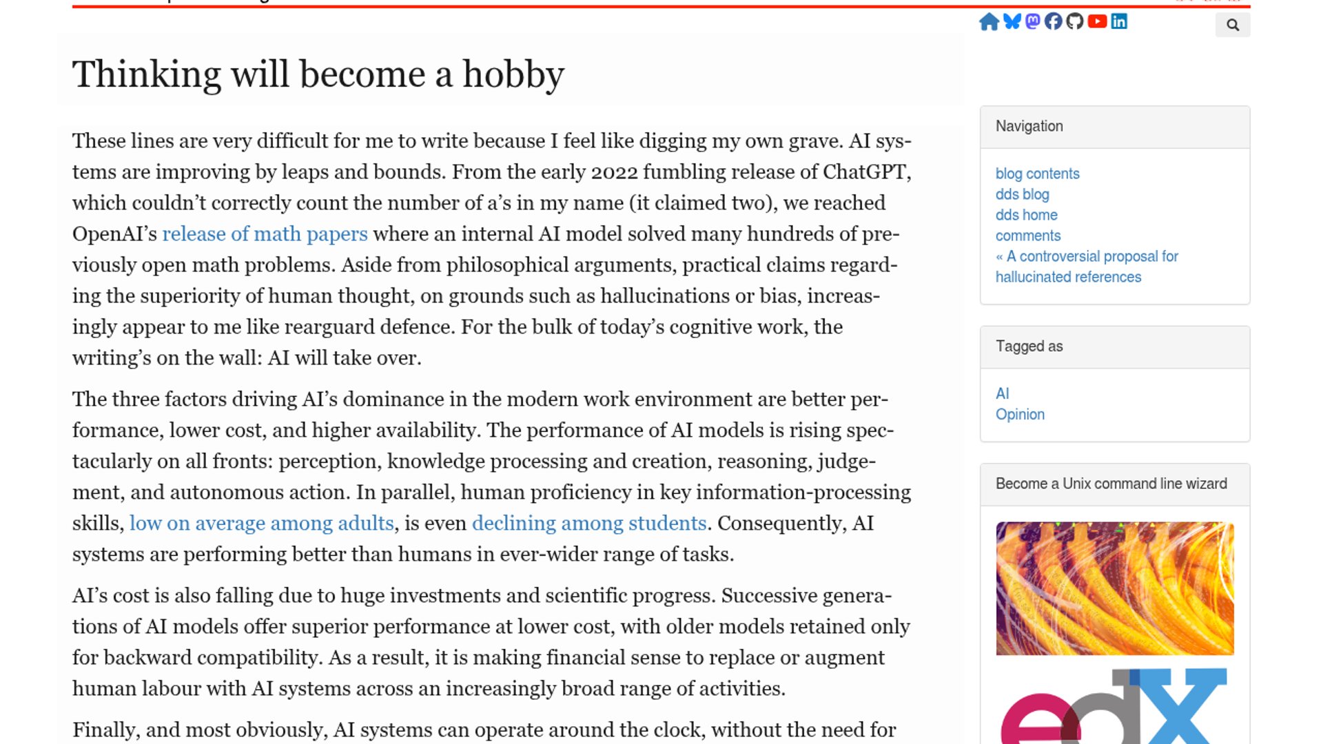 Spinellis Predicts Thinking Becomes a Hobby