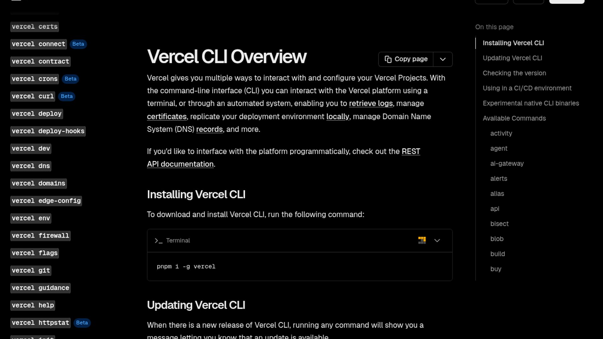 Vercel CLI enables terminal project updates