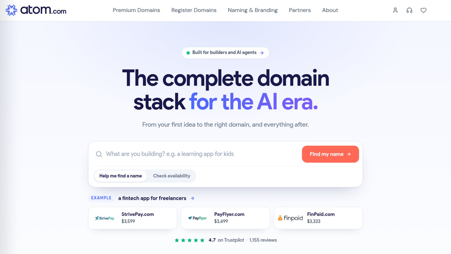 Atom Lets AI Agents Buy Domains
