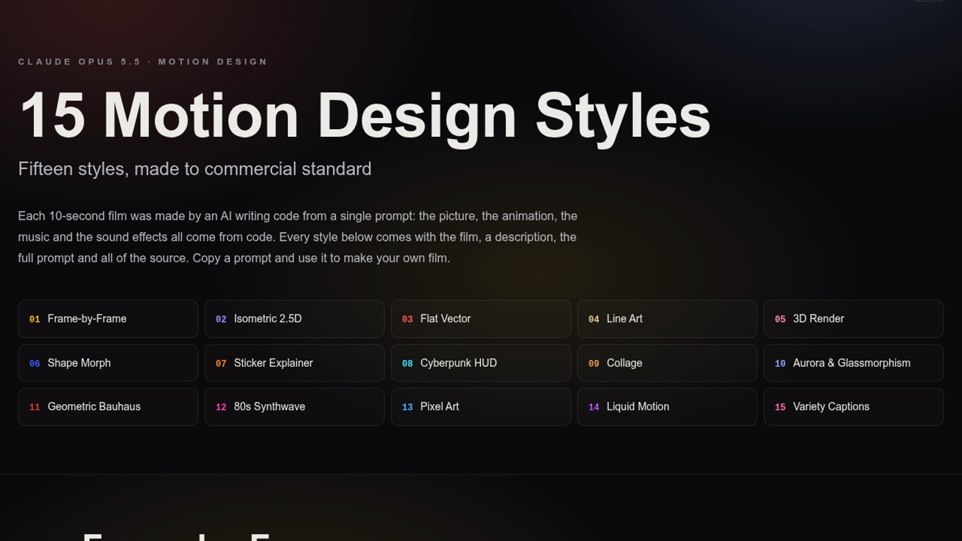 mg-styles-15 Publishes 15 Code-Built Films