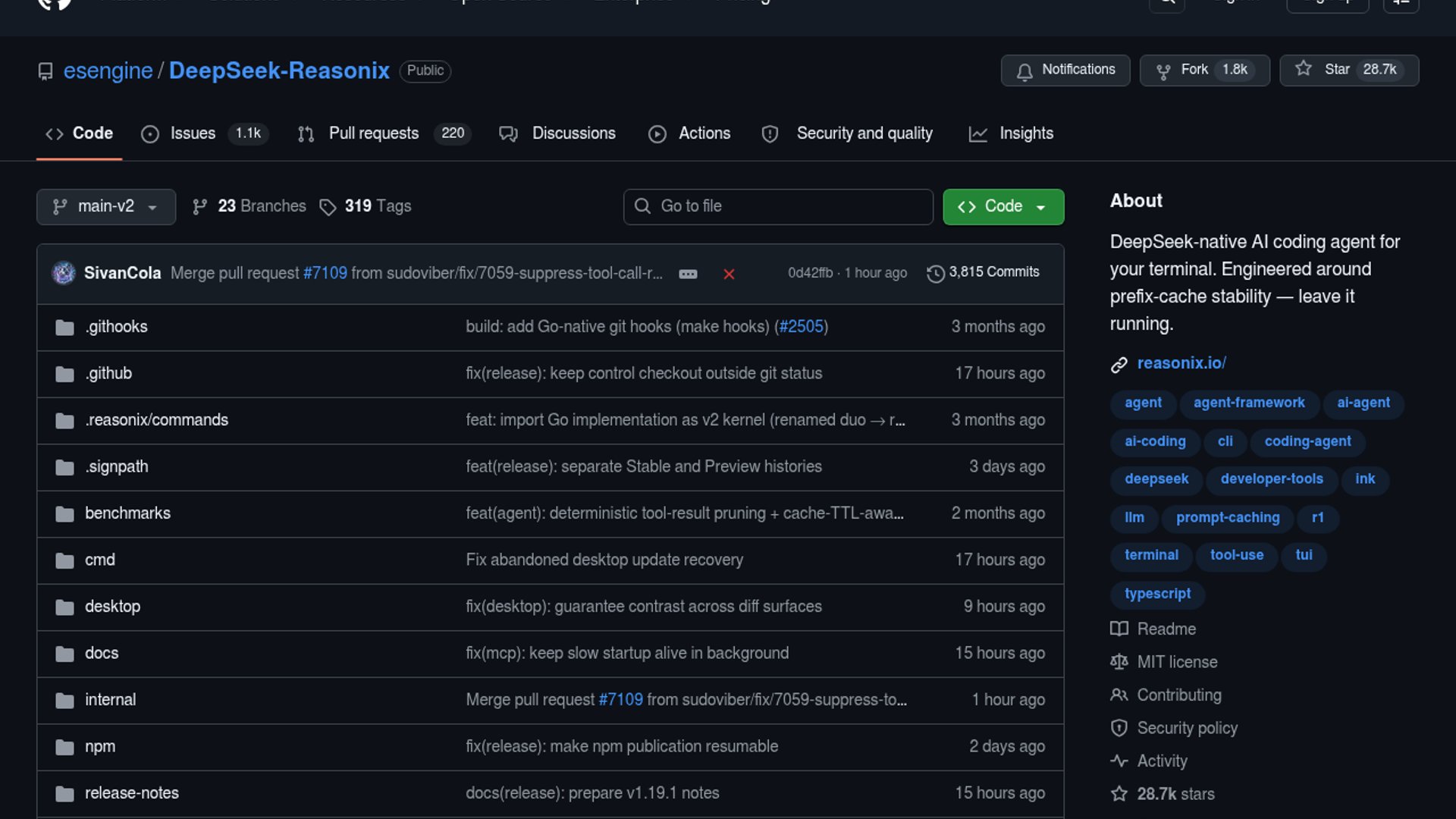 DeepSeek adds Reasonix to official agent docs
