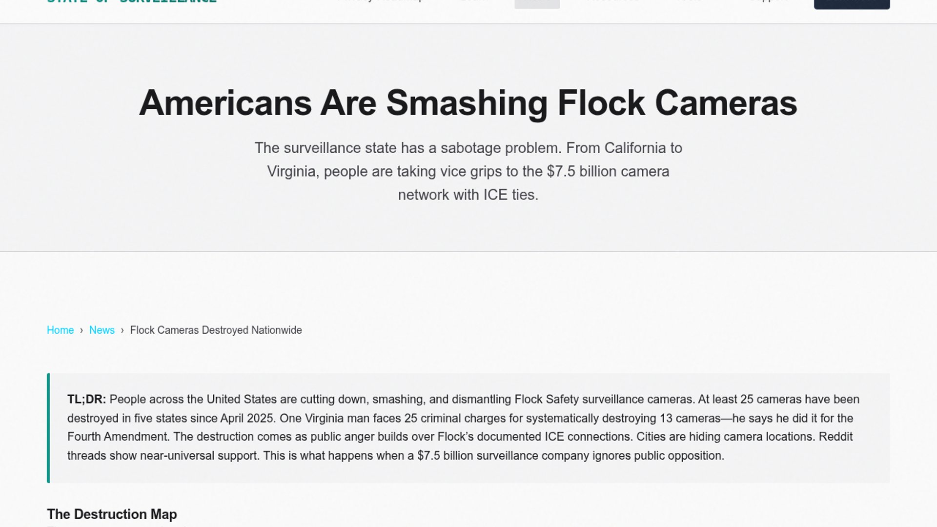 450 Flock cameras destroyed in nationwide backlash